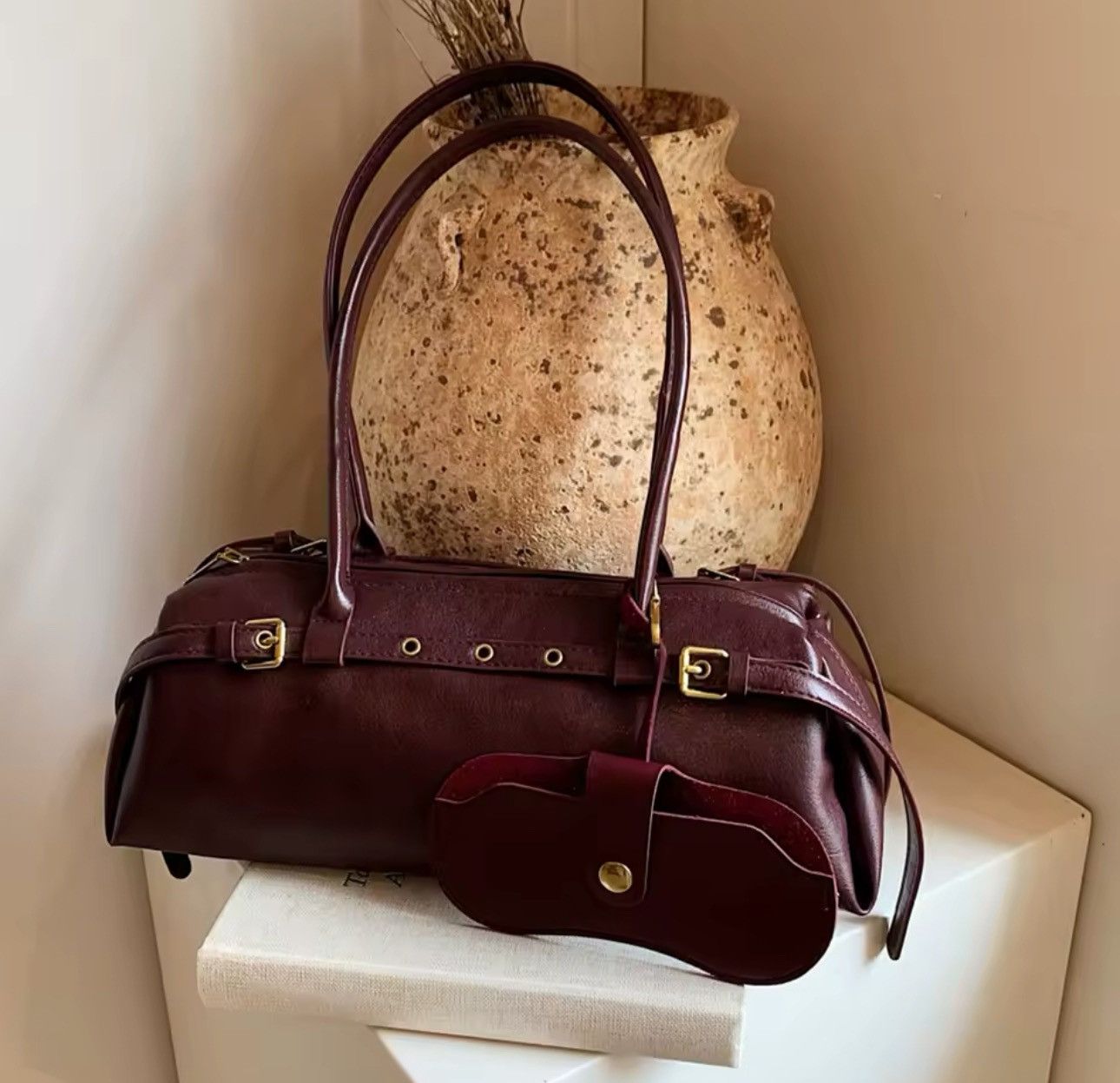 Designer Retro Vintage Style Shoulder PU Leather Bowling Bag Size ONE SIZE - 2 Thumbnail