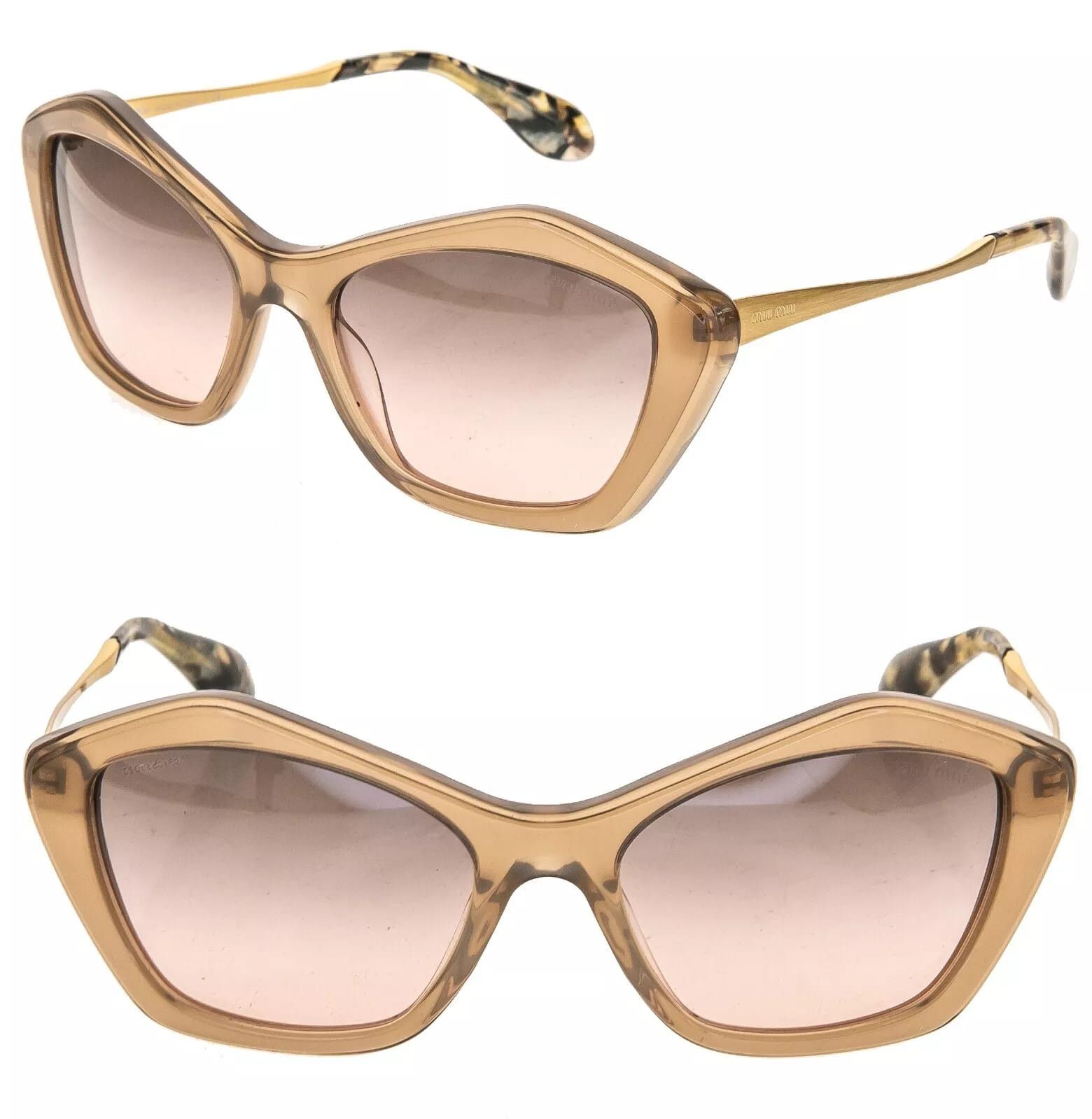 MIU MIU 02O Antique Gold Mink Pink Retro Cat Eye SMU02O