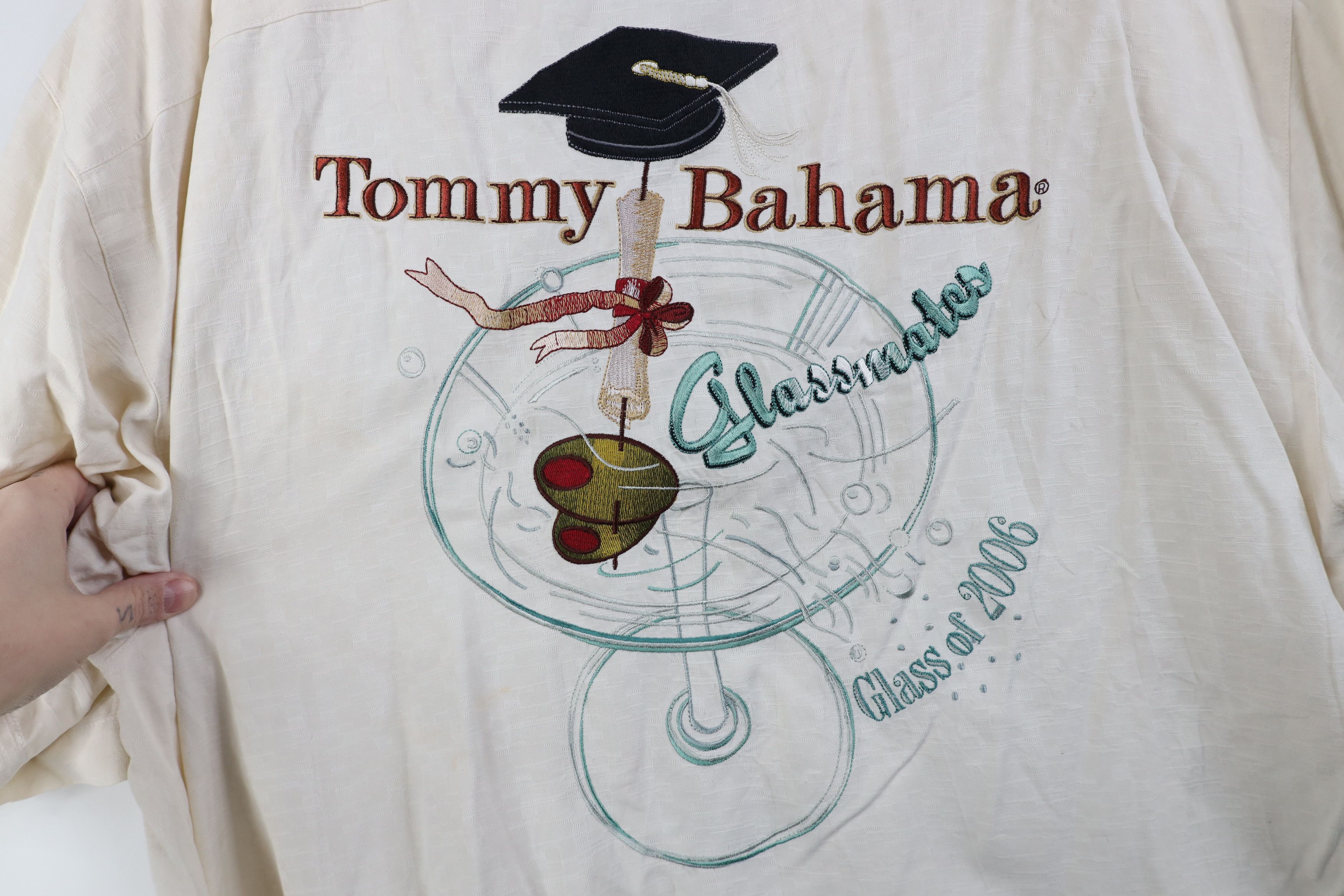 Tommy Bahama Vintage Y2K Tommy Bahama Looped Collar Button Shirt Cream Size US XL / EU 56 / 4 - 13 Thumbnail