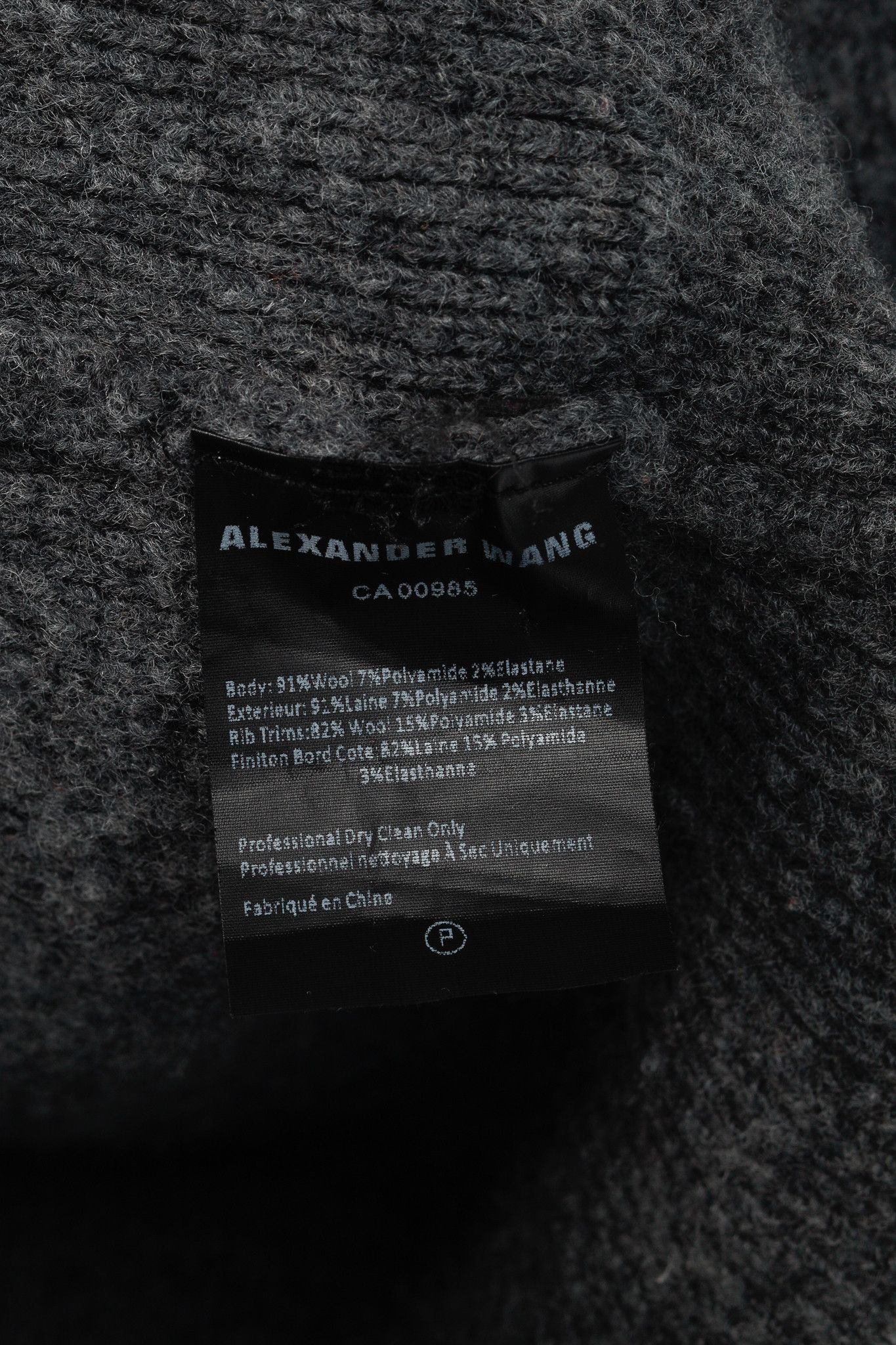 Alexander Wang Alexander Wang Charcoal Wool-Blend Crystal-Cuff Cardigan Size XL / US 12-14 / IT 48-50 - 9 Thumbnail