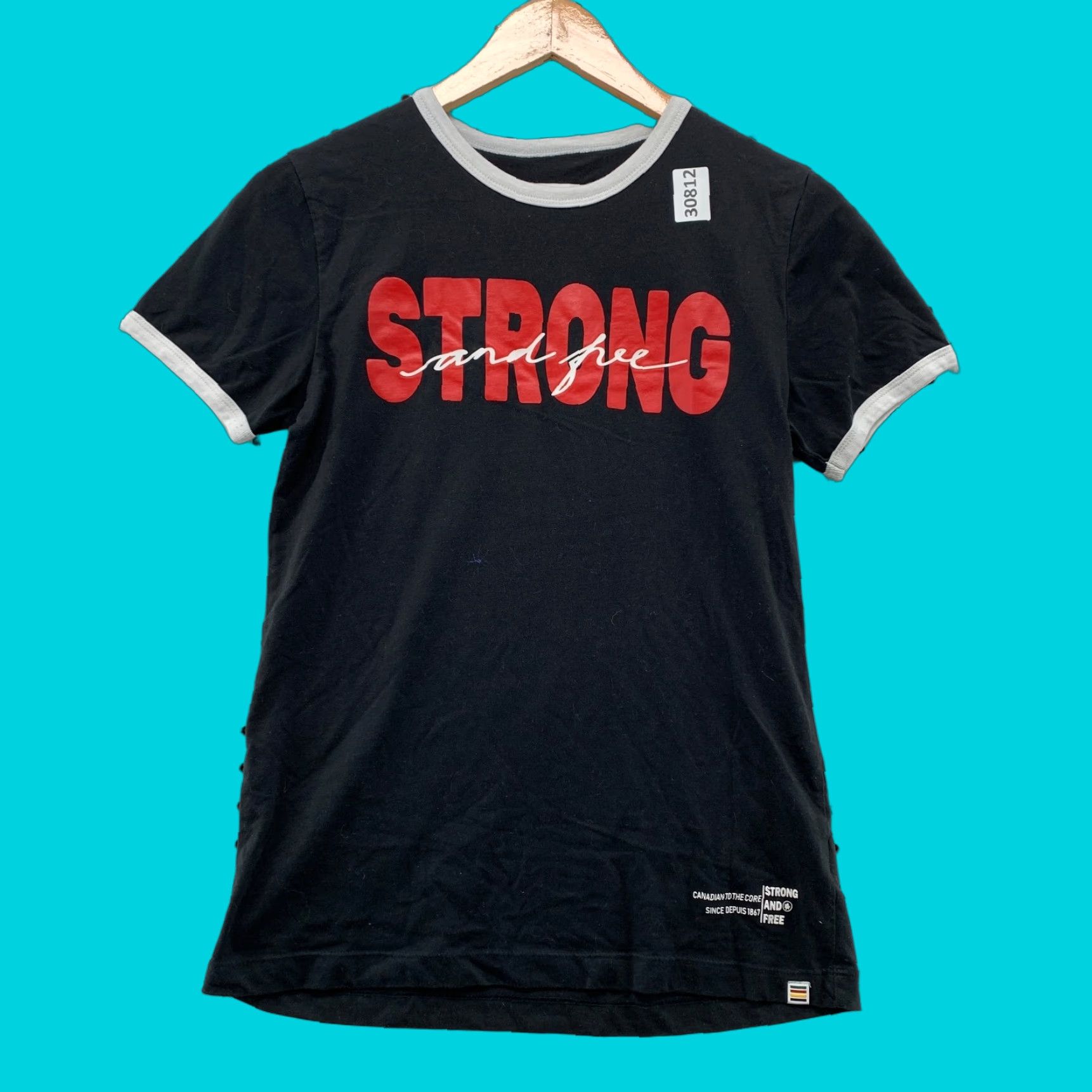 Vintage HUdson Bay Strong And Free Shirt Womens Small Black Ringer Canada 16.5X24.5 Size S / US 4 / IT 40 - 1 Thumbnail