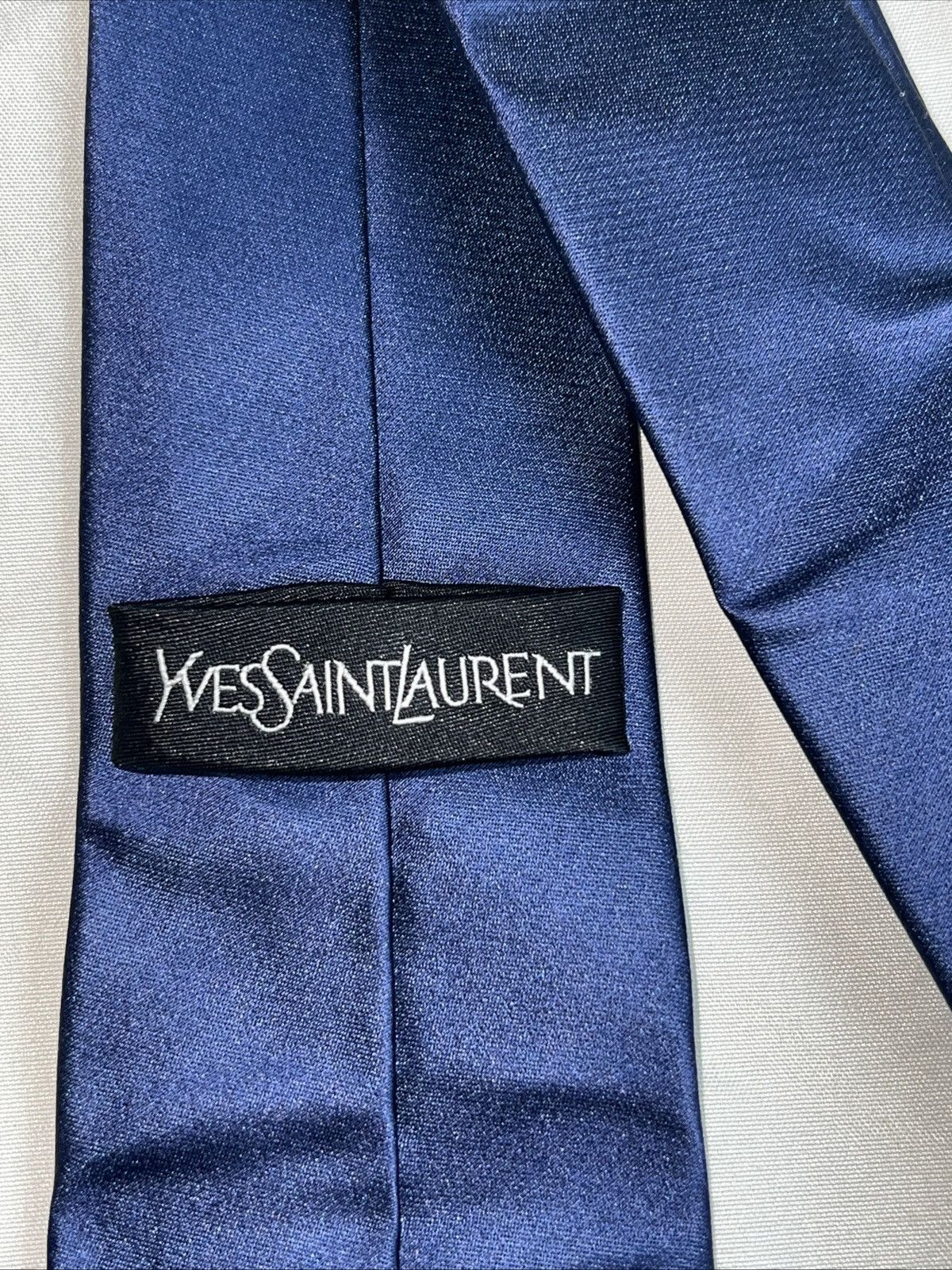Yves Saint Laurent Yves Saint Laurent YSL Men’s Blue Narrow Silk Tie Size ONE SIZE - 4 Thumbnail
