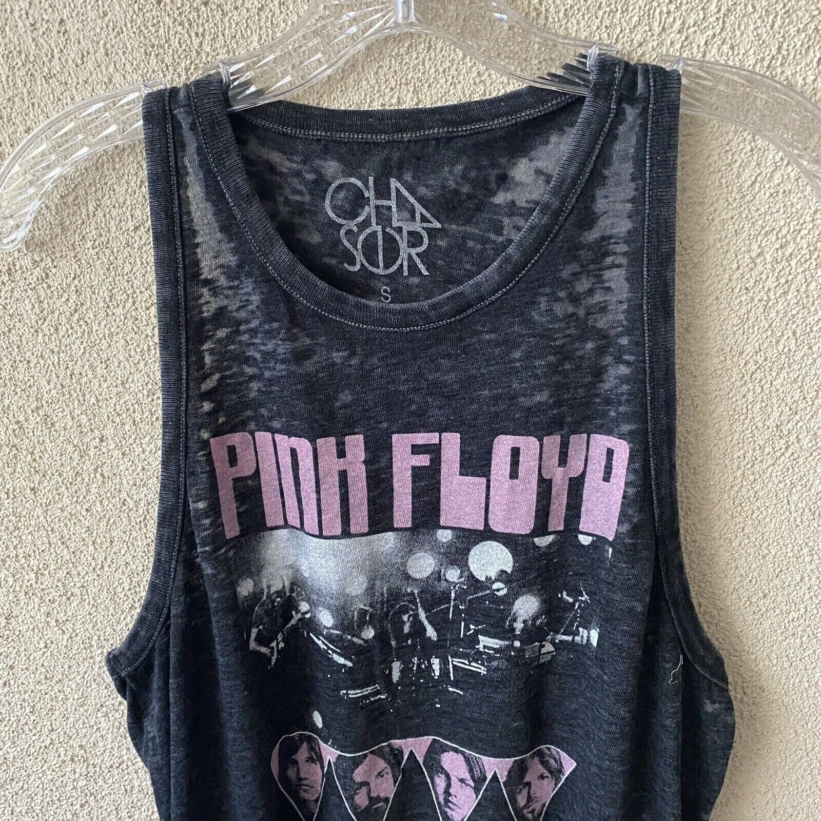 Chaser Brand NEW Chaser Black Burnout Pink Floyd Racer back Tank Top Grap Size S / US 4 / IT 40 - 2 Thumbnail