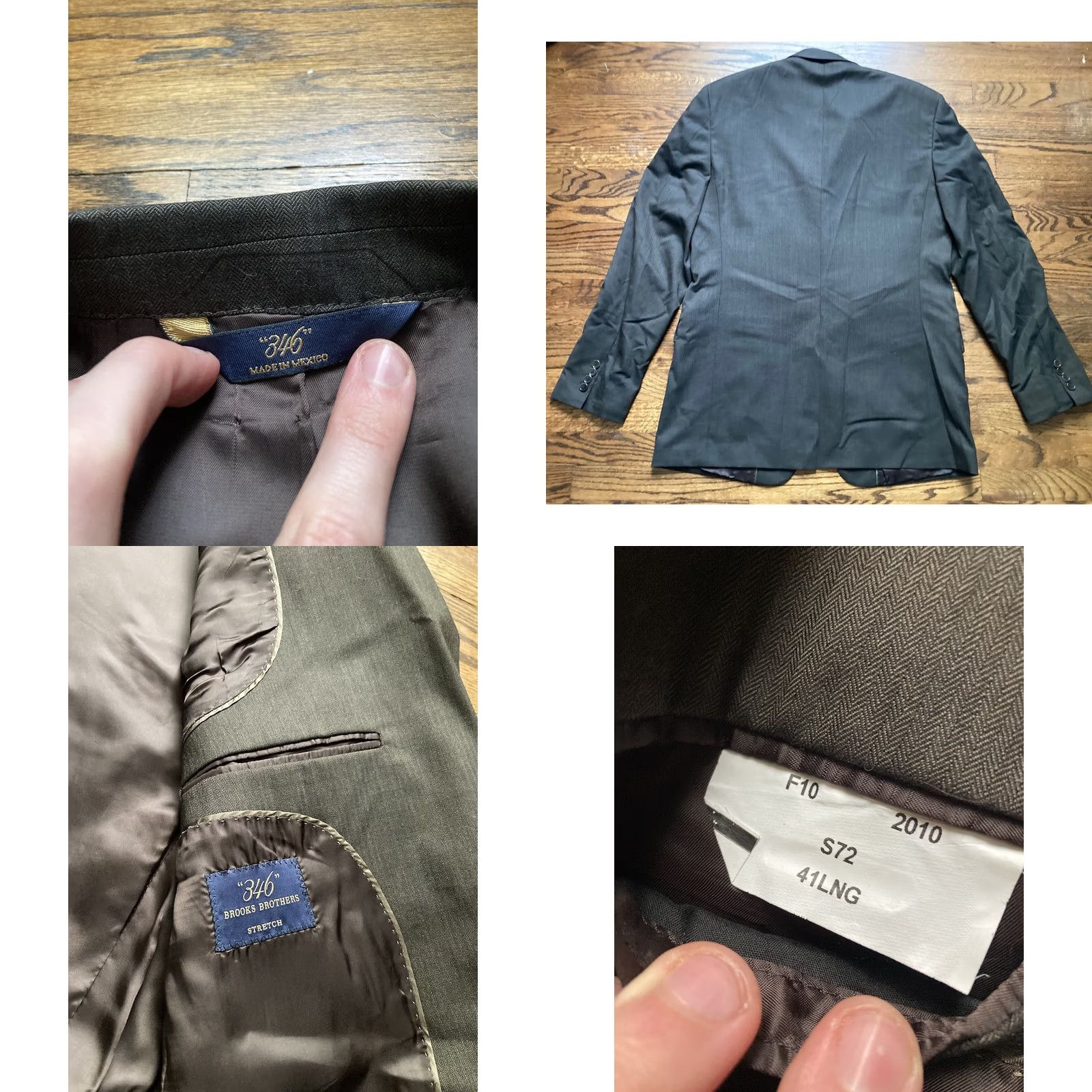 Brooks Brothers Brooks Brothers Blazer Mens 41L Dark Brown Stretch Wool Blend Sport Coat Size 42R - 8 Thumbnail