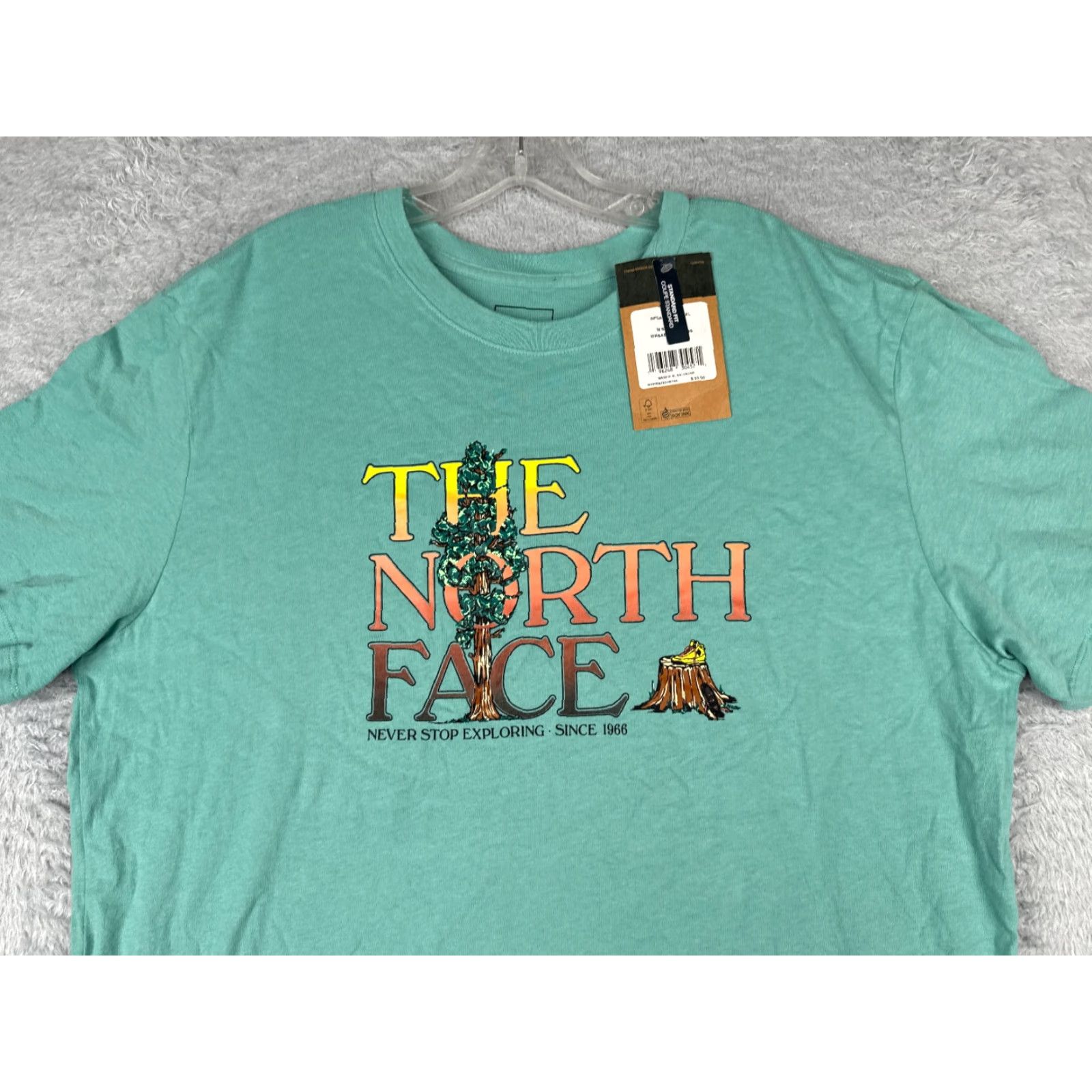 The North Face The North Face Shirt Men XL Teal Short Sleeve Cotton Jersey Logo Crew Neck T-Shirt All Seasons Slimming Size US XL / EU 56 / 4 - 4 Thumbnail