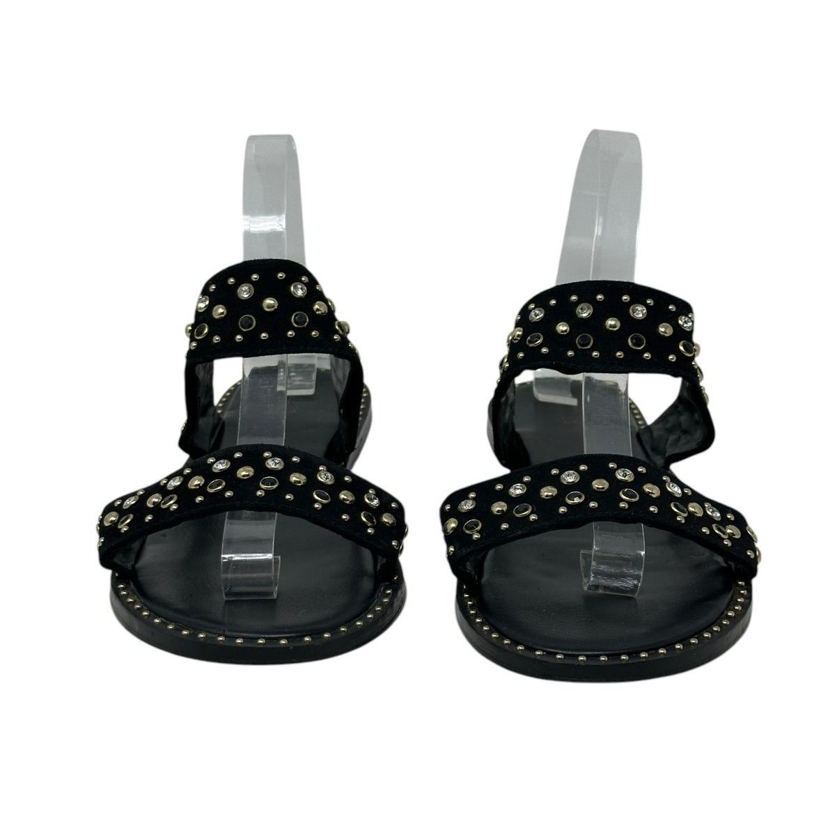 Express Express black faux suede studded flat sandals size 10 Size US 10 / IT 40 - 7 Thumbnail