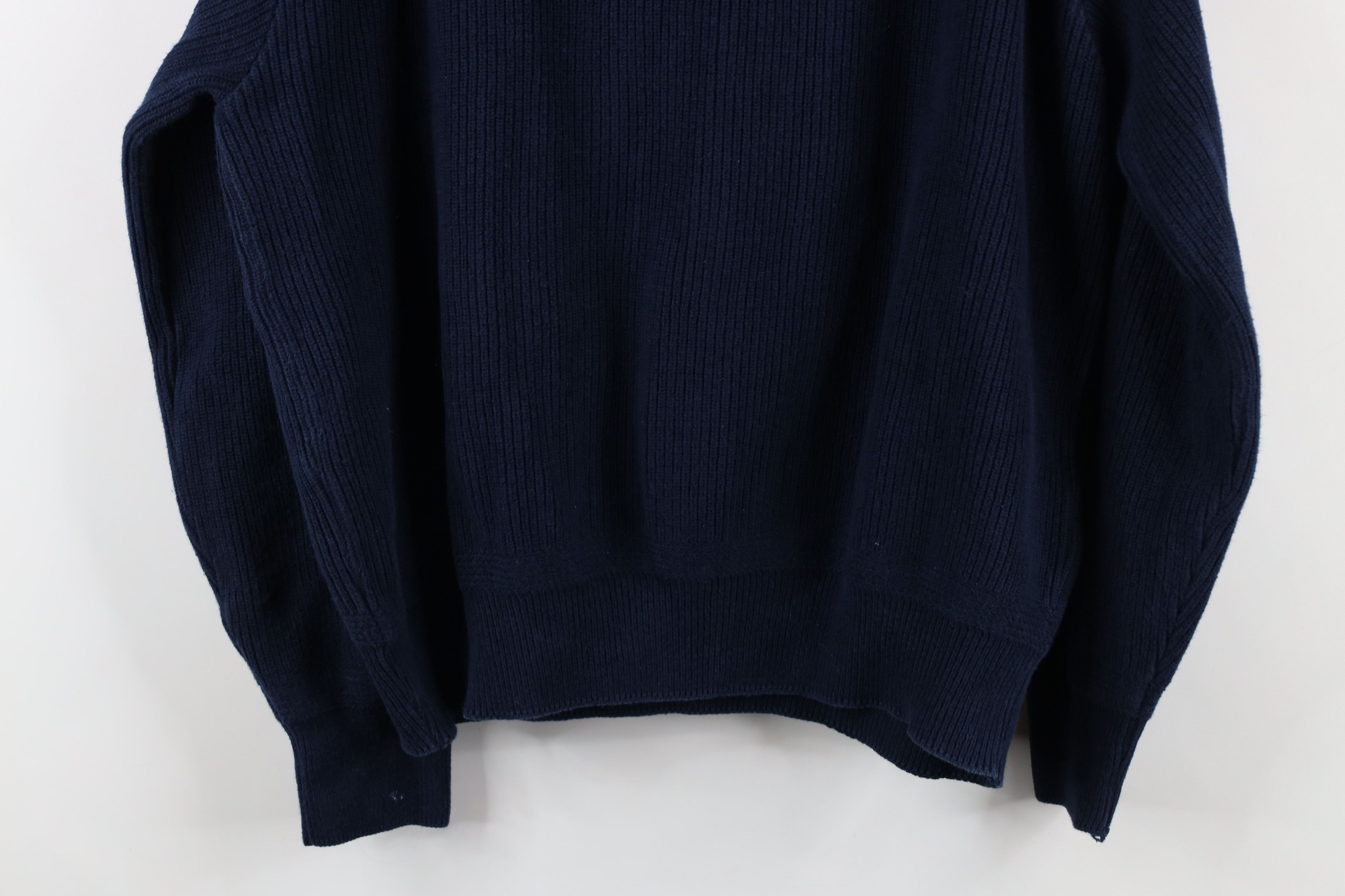 L.L. Bean × Vintage Vintage 90s LL Bean Ribbed Knit Henley Sweater Blue USA Size L / US 10 / IT 46 - 11 Thumbnail