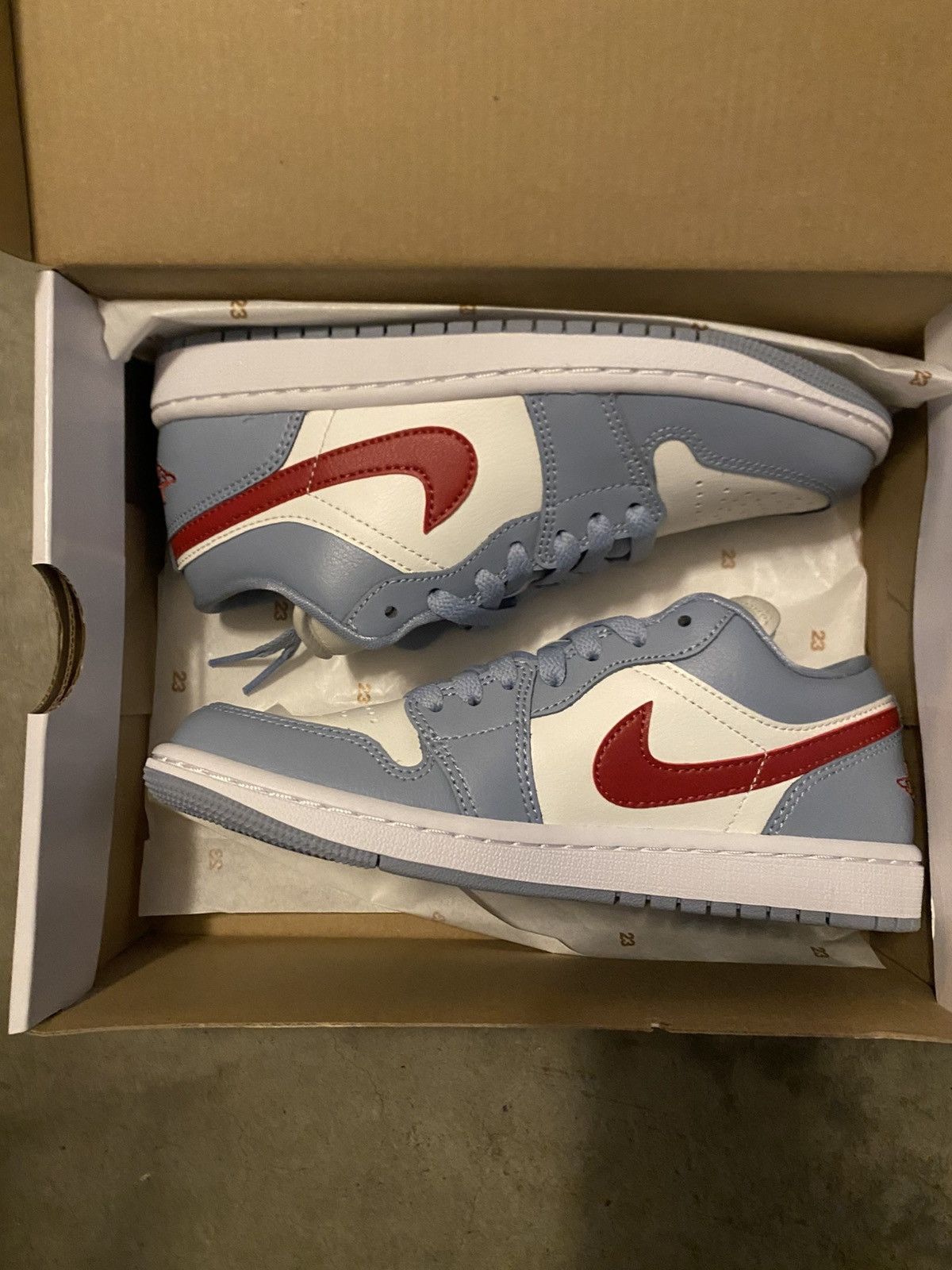 Jordan Brand Jordan 1 Low Blue Whisper Dune Red Size US 5.5 / IT 35.5 - 1 Thumbnail