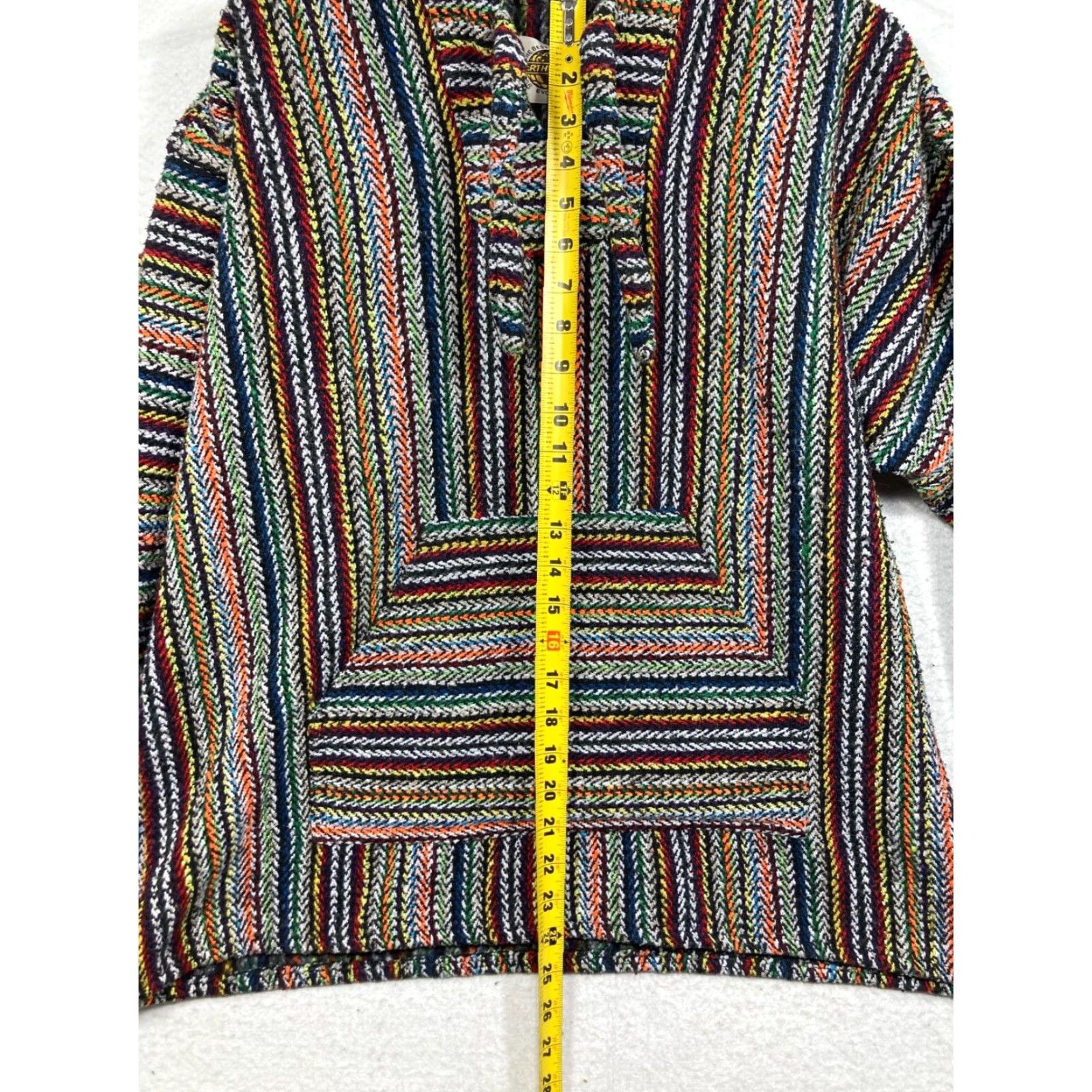 Vintage Earth Ragz Hoodie Mens Medium Multicolor Striped Pullover Long Sleeve Made in Mexico Size US S / EU 44-46 / 1 - 6 Thumbnail