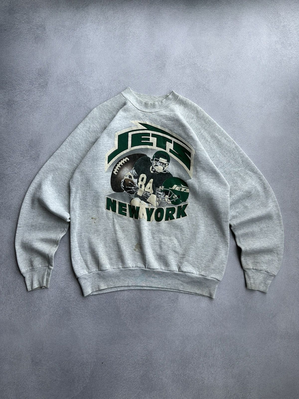 NFL Vintage NFL New York Jets Grey Crewneck Sweatshirt 90s Sz XL Size US XL / EU 56 / 4 - 1 Thumbnail