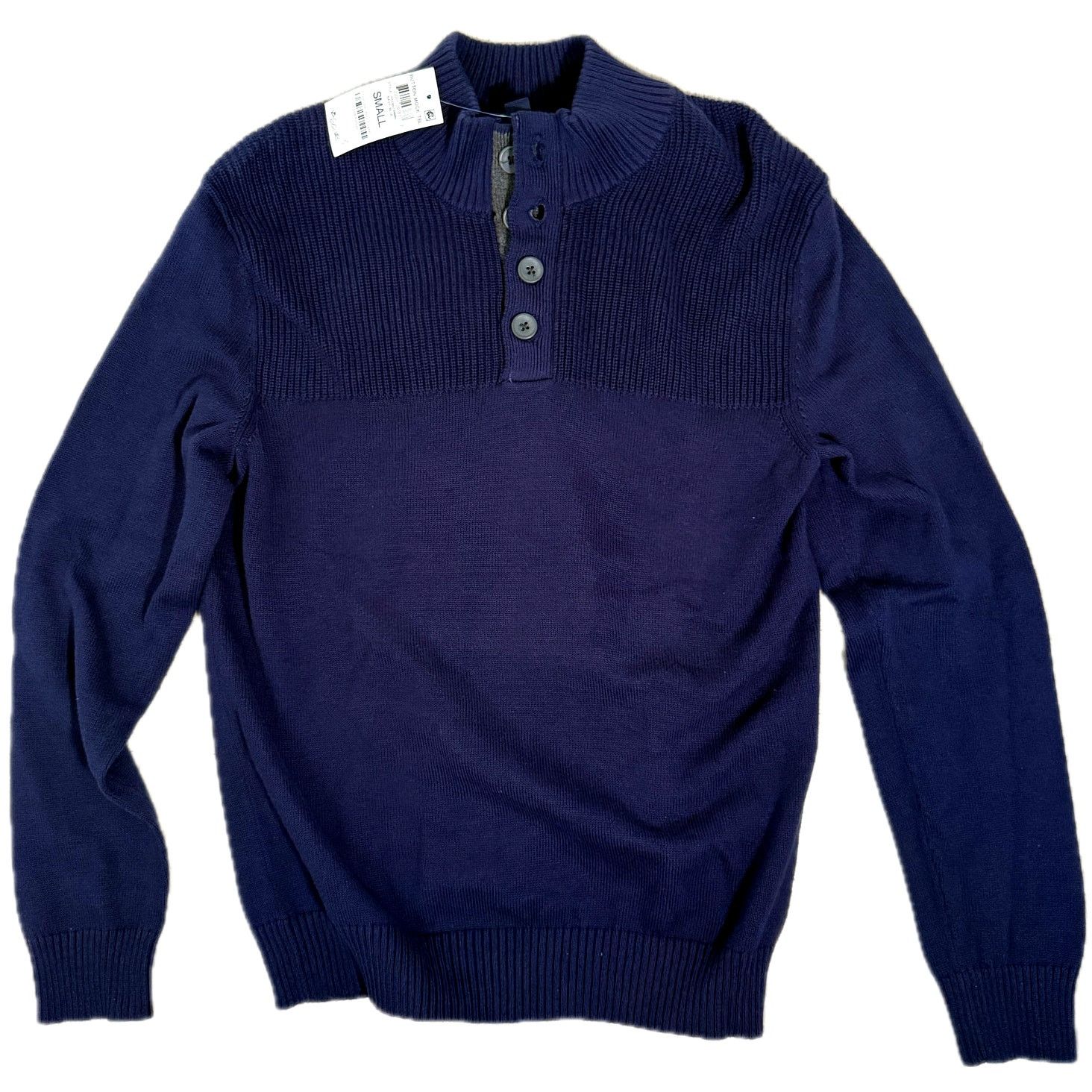Club Room Club Room Ribbed Four-Button Mock Neck Sweater Navy Small Size US S / EU 44-46 / 1 - 2 Thumbnail