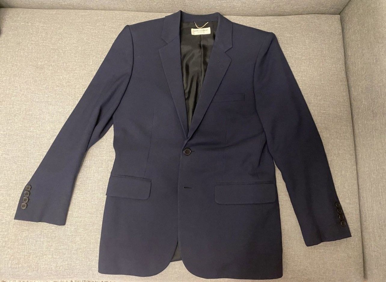 image of Hedi Slimane x Saint Laurent Paris 2015 Navy Blazer, Men's (Size Small)