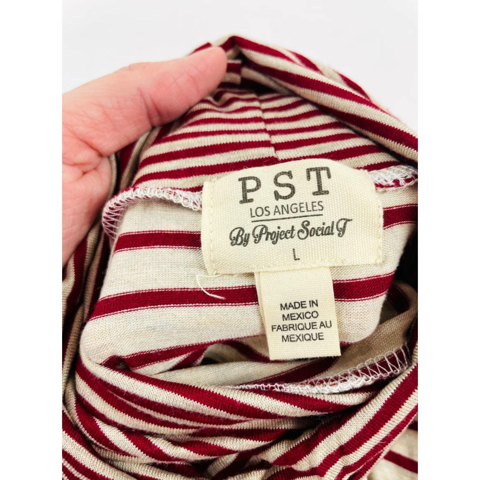 Vintage Project Social Turtleneck Shirt Women L Burgundy Tan Striped Long Sleeve NWT Size L / US 10 / IT 46 - 6 Thumbnail