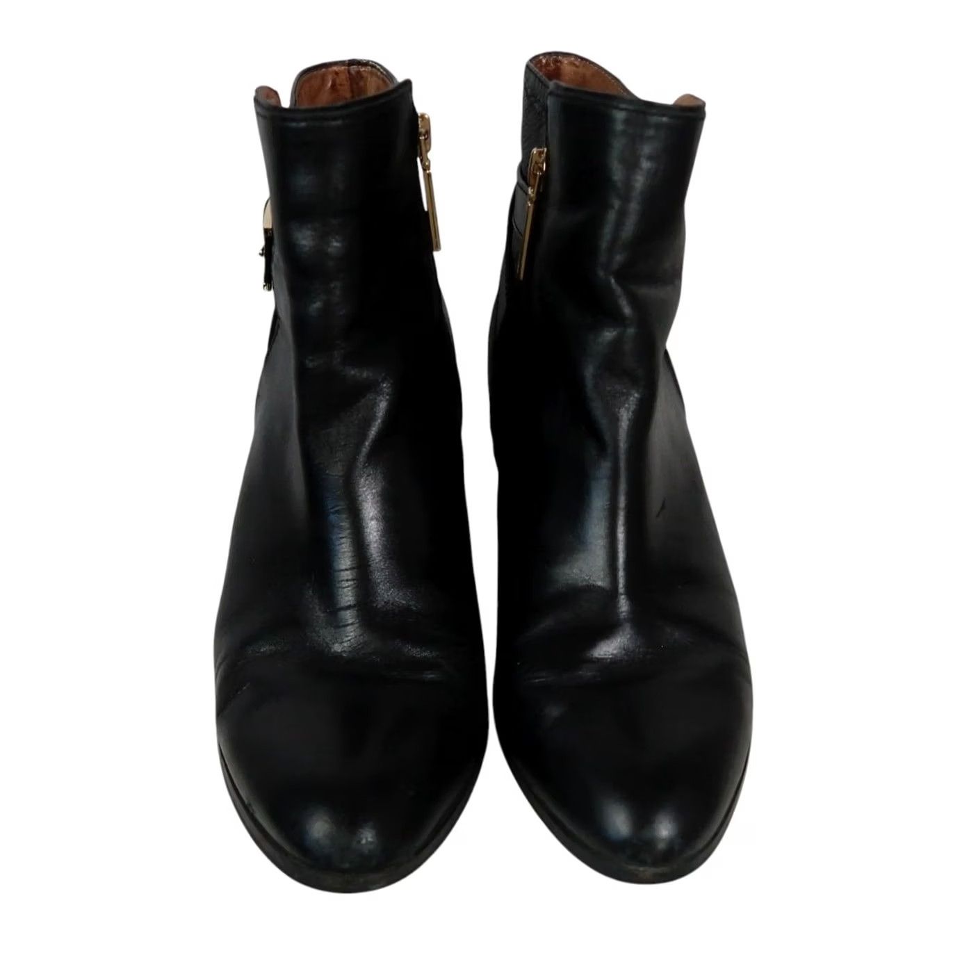 Vintage Louise et Cie Zalia Black Leather Heeled Ankle Boots Zip Closure 9 Women Boots Mid Heel Casual Fall Spring Women Size US 9 / IT 39 - 3 Thumbnail