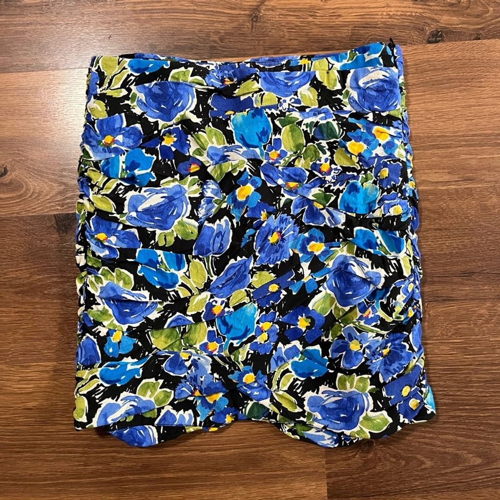 Zara 💙 ZARA Blue Floral Faux Wrap Mini Skirt - Size S 💙 Size 28" / US 6 / IT 42 - 2 Thumbnail