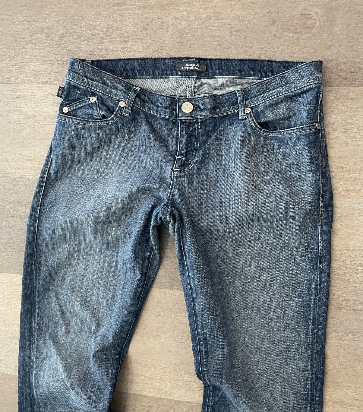 Rock Revival × Vintage Vintage Y2K Rock & Republic Back Patch Denim Jeans - 36 x 30 Size US 36 / EU 52 - 3 Thumbnail