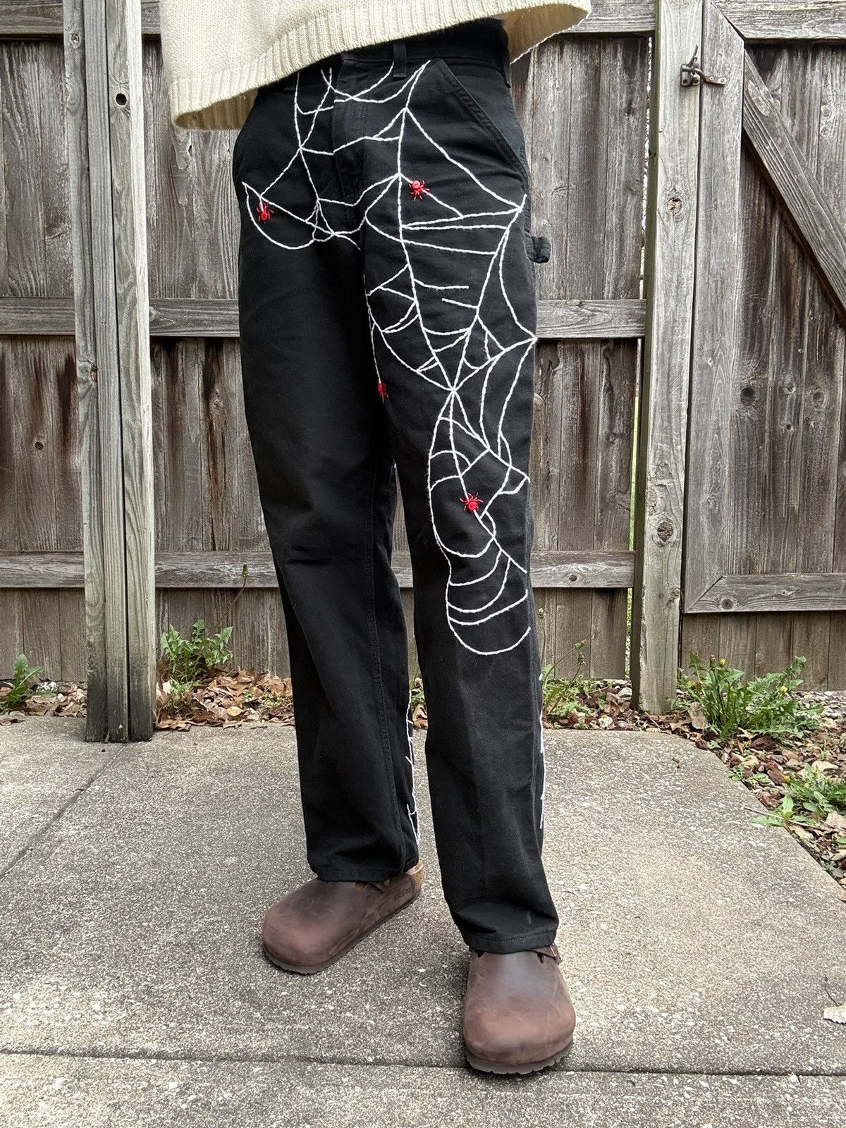 Carhartt Custom Rework Carhartt Black Jeans - Embroidered Spider Web Size US 28 / EU 44 - 1 Thumbnail