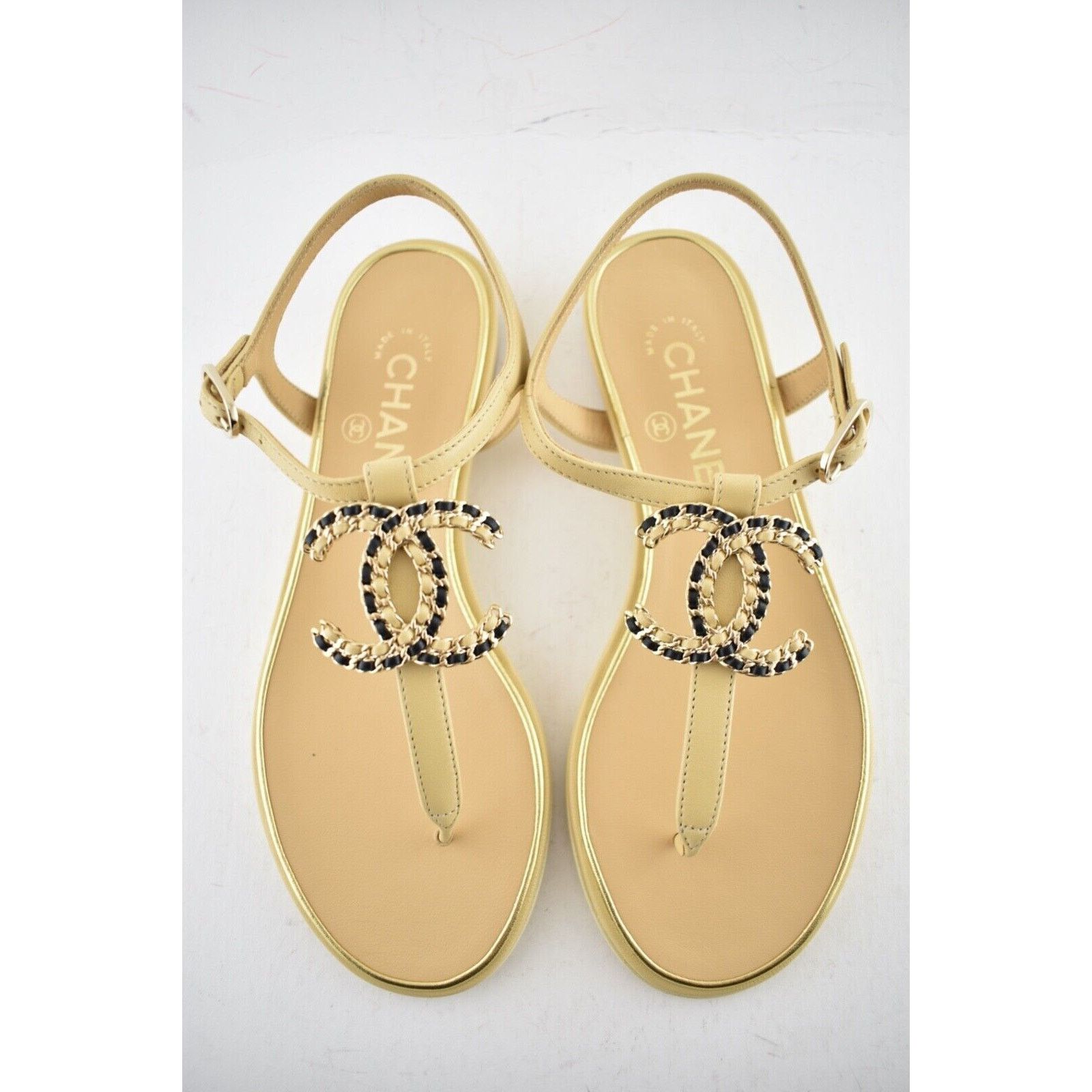 Chanel 19C Lambskin Chain CC XL Logo Ankle Strap Sandal Flat 36 Size US 6 / IT 36 - 4 Thumbnail