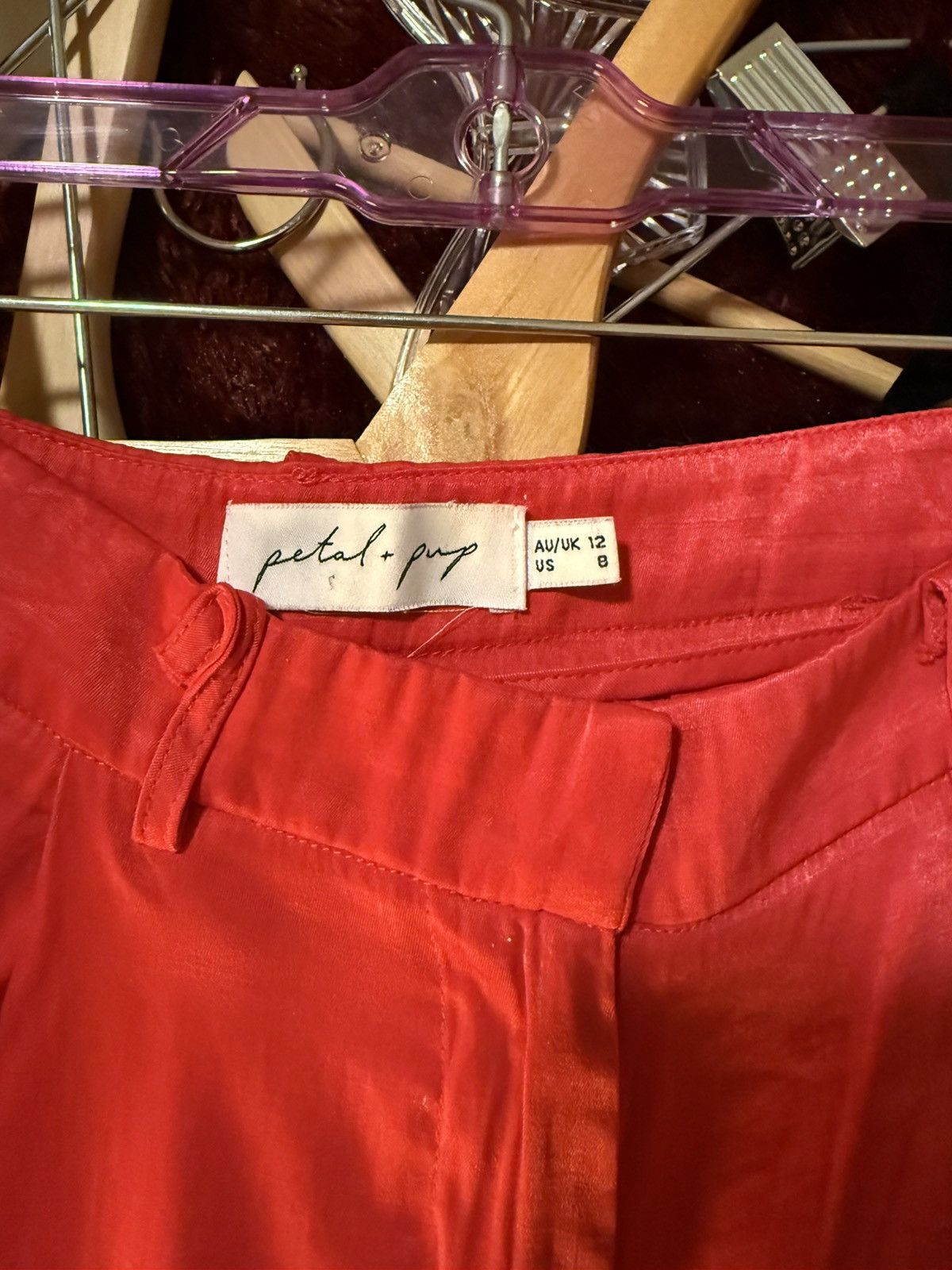 Other Petal + Pup Red Satin Wide-Leg Trousers – Size US 8 Size 30" / US 8 / IT 44 - 7 Thumbnail
