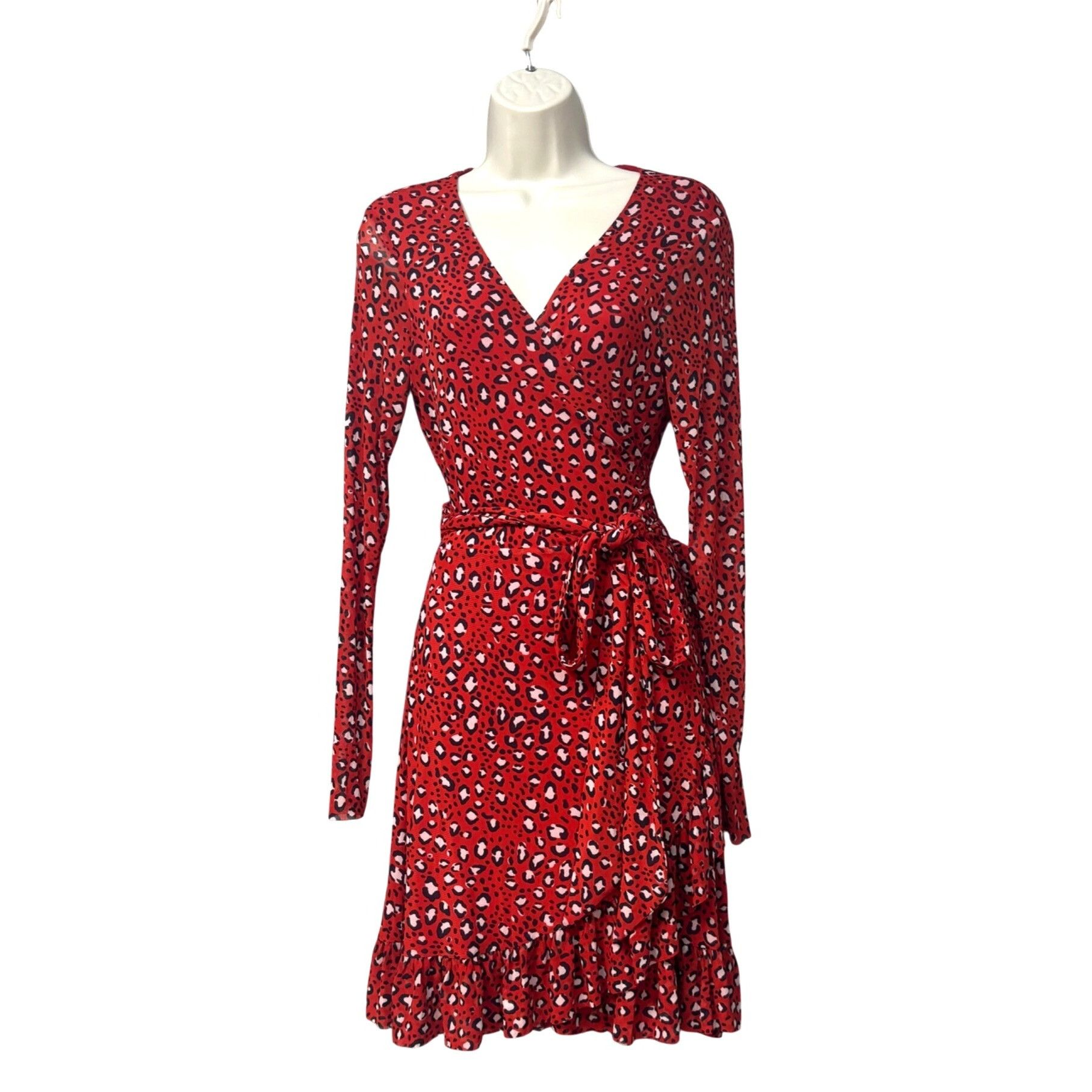 Sanctuary Sanctuary Emma Ruffled Wrap Dress, Red, Size M Size M / US 6-8 / IT 42-44 - 3 Thumbnail