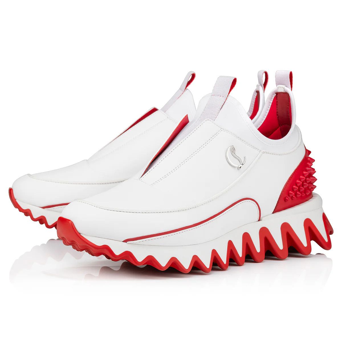 Christian Louboutin o1bcso1str0825 Sharkyloub Spike in White Size US 8 / IT 38 - 1 Thumbnail