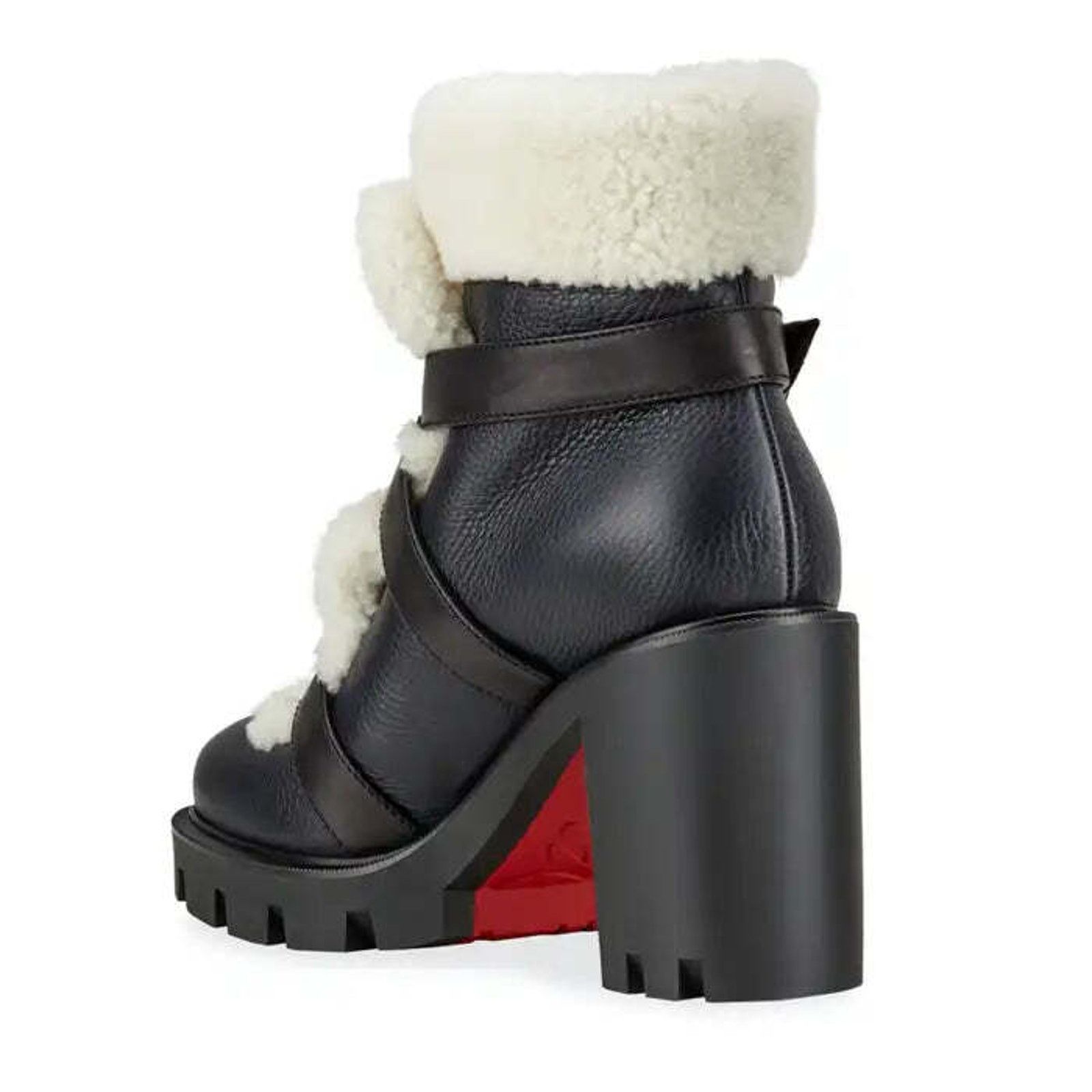 Christian Louboutin Christian Louboutin Pole Chic Black Leather Shearling Heel Size US 10 / IT 40 - 7 Thumbnail