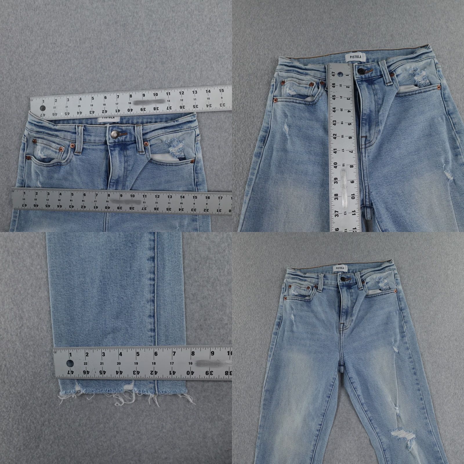 Pistola PISTOLA Jeans Womens 27 Light Wash Distressed 5-Pocket Denim Zipper Fly Straight Jeans Size 27" / US 4 / IT 40 - 8 Thumbnail