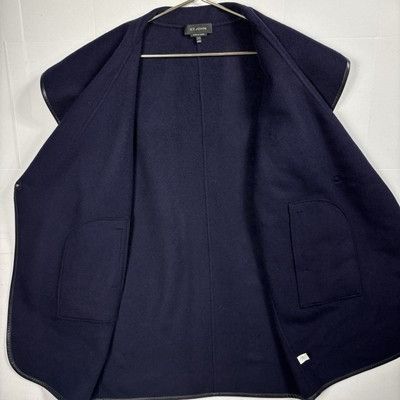 St. John St. John Womens Sz L Navy Wool Angora Cashmere Coat Leather Size L / US 10 / IT 46 - 10 Thumbnail
