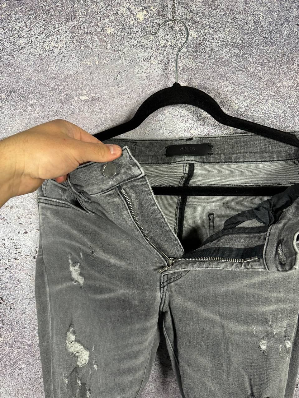 Amiri Amiri MX1 Jean Gray Distressed Skinny Women's Size 30 Size 30" / US 8 / IT 44 - 23 Thumbnail