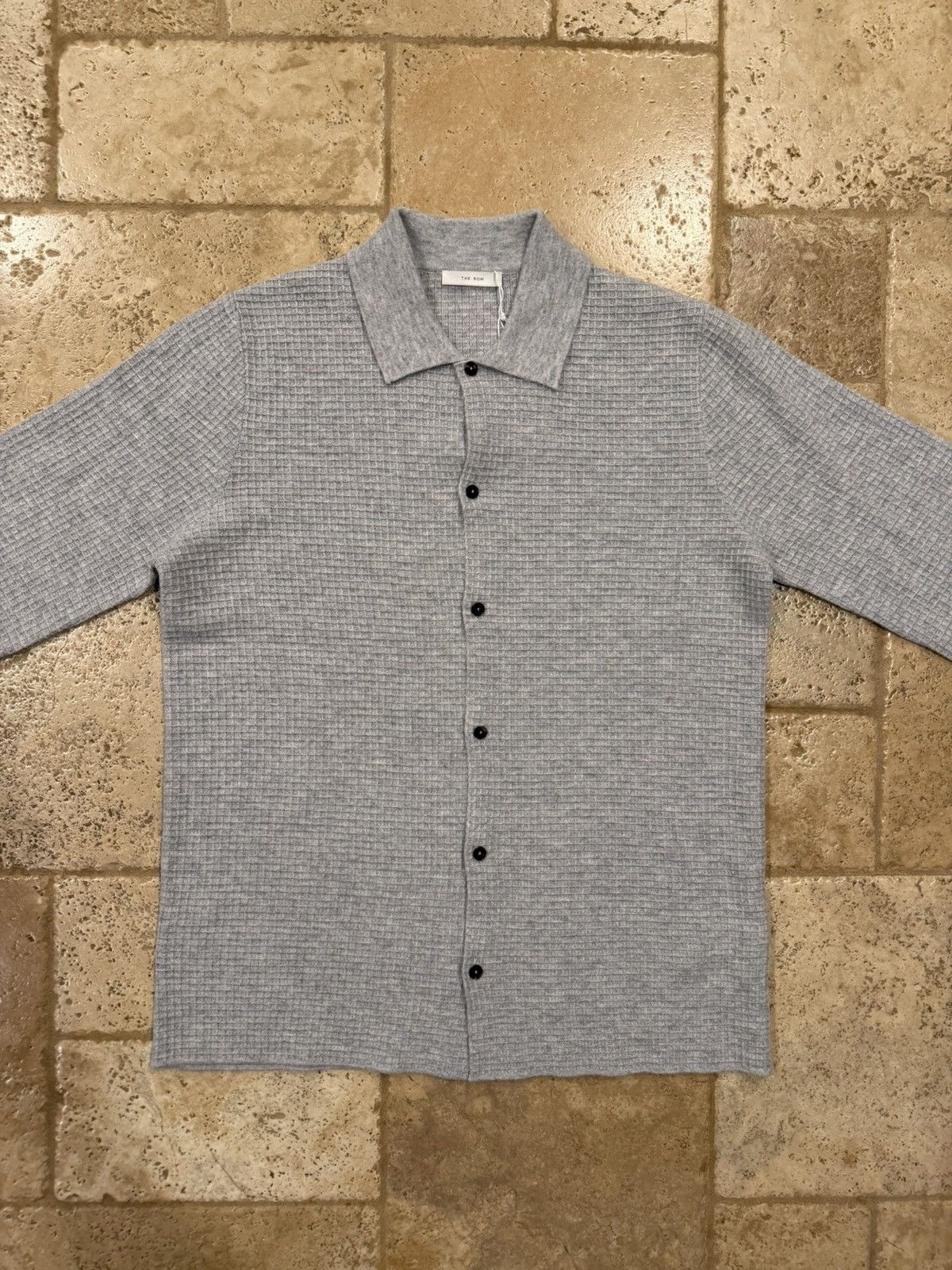 The Row The Row Barkley Wool/Cashmere Grey Button Waffle-Knit Shirt Size US L / EU 52-54 / 3 - 7 Thumbnail