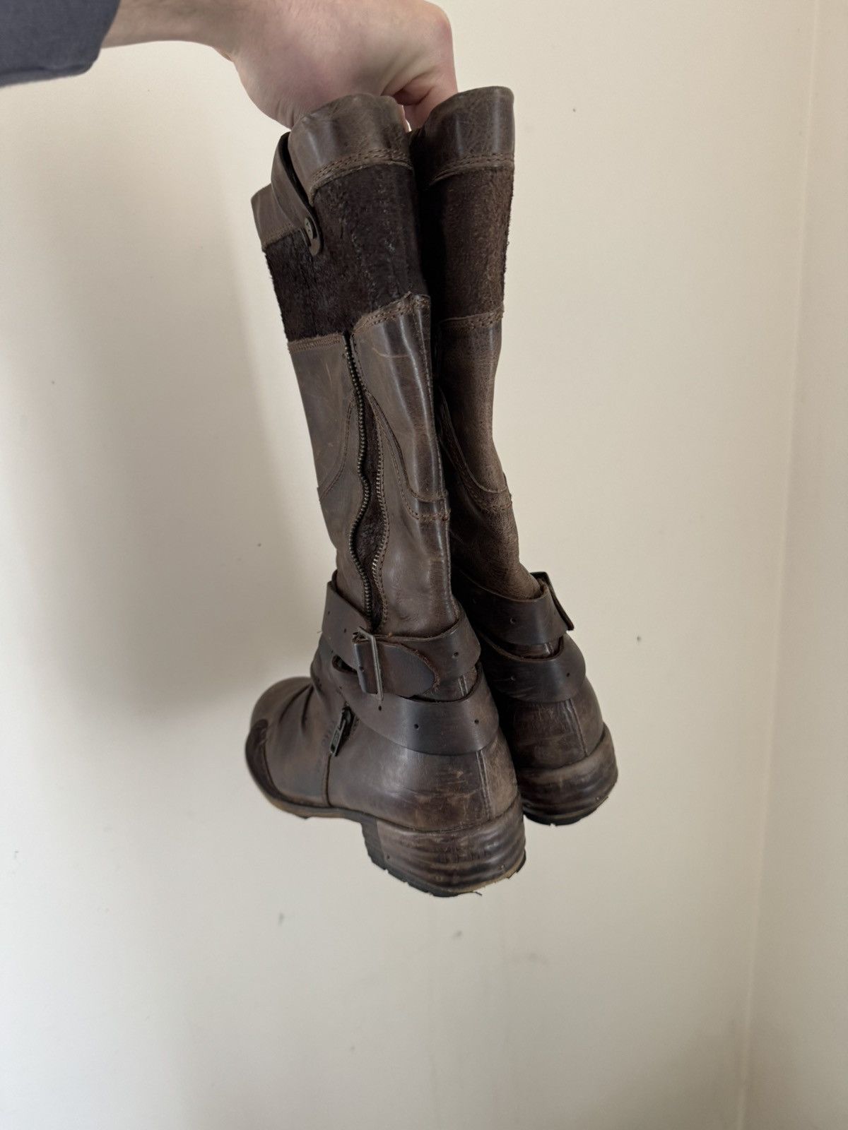 Designer × Vintage Yellow Cab 40size brown leather biker high shoes boots punk Size US 10 / IT 40 - 24 Thumbnail