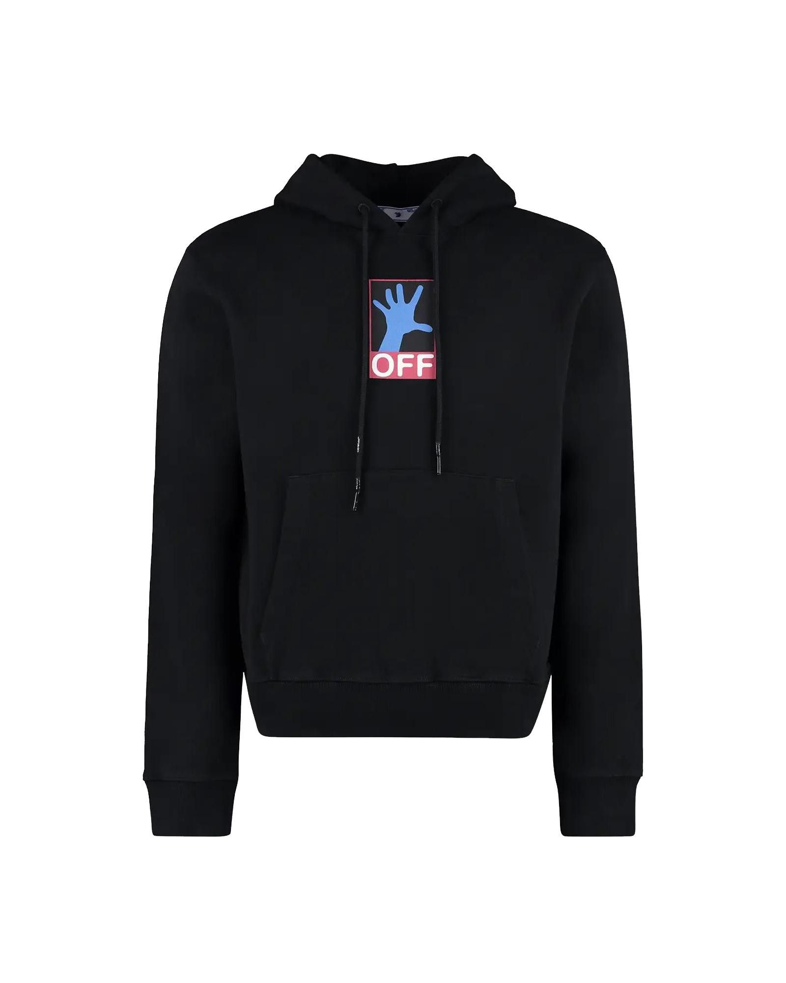 image of Off White Logo Print Drawstring Hoodie in Black, Men's (Size Medium)