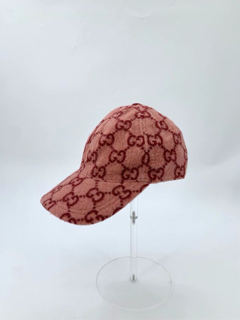 Gucci Gucci Size M Logo old flower full print pink wool baseball Size ONE SIZE - 1 Thumbnail