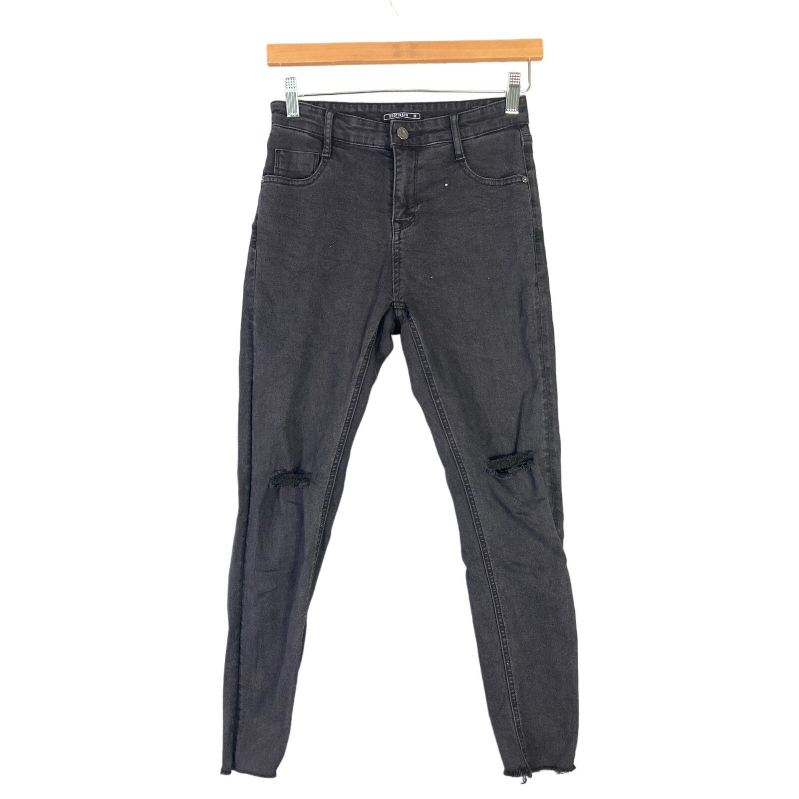 Other Kootinsen Women's Distressed Tapered Skinny Jeans Black 25 Size 25" / US 0 / IT 36 - 1 Thumbnail