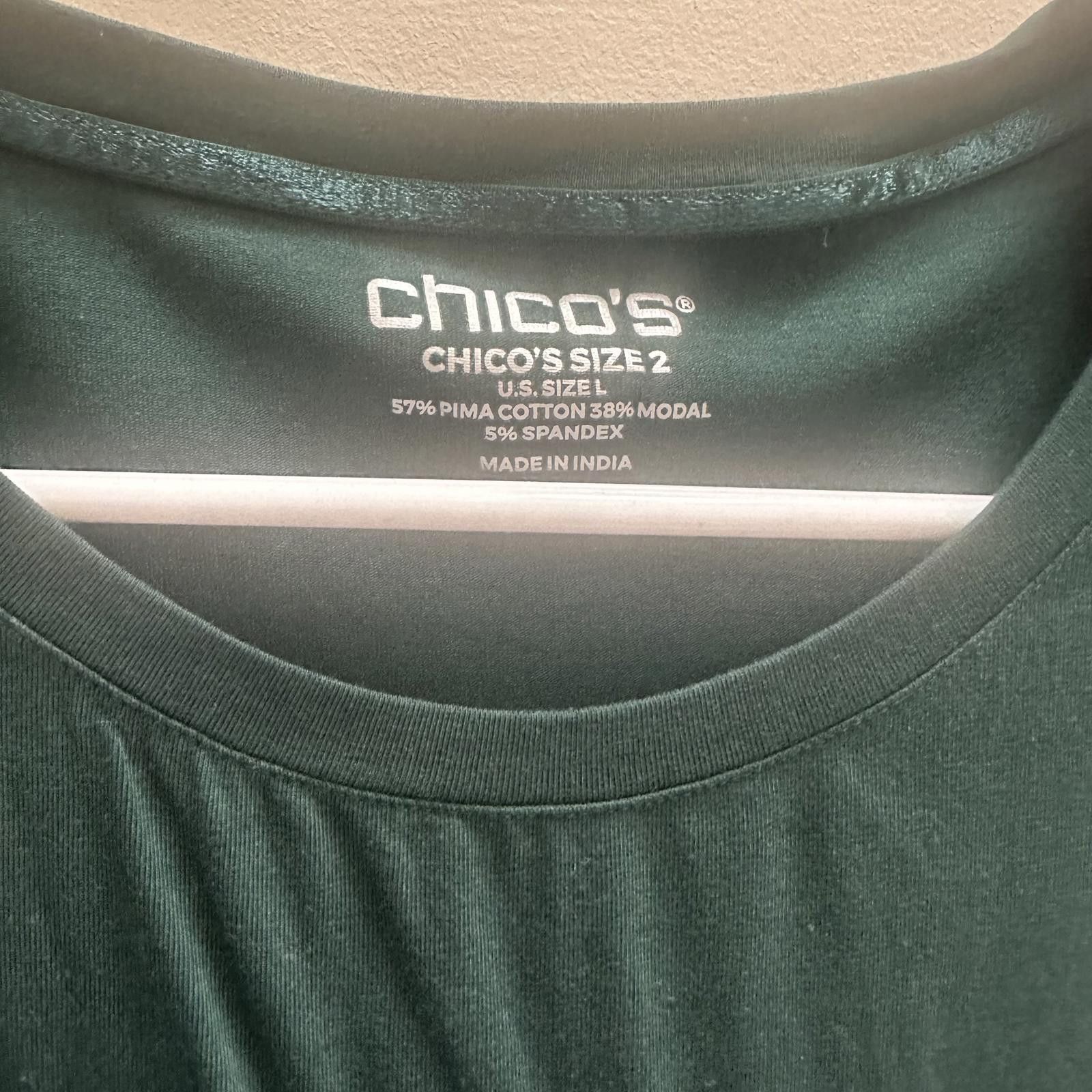 Chicos Chico's Long Sleeve Top - Size 2 - Dark Green Size L / US 10 / IT 46 - 2 Thumbnail