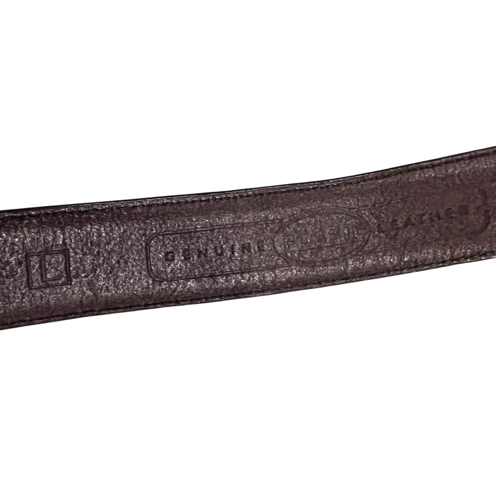Fossil VINTAGE Fossil Leather Belt Women Brown Gold Silver Toned Buckle 90s Western Size ONE SIZE - 7 Thumbnail