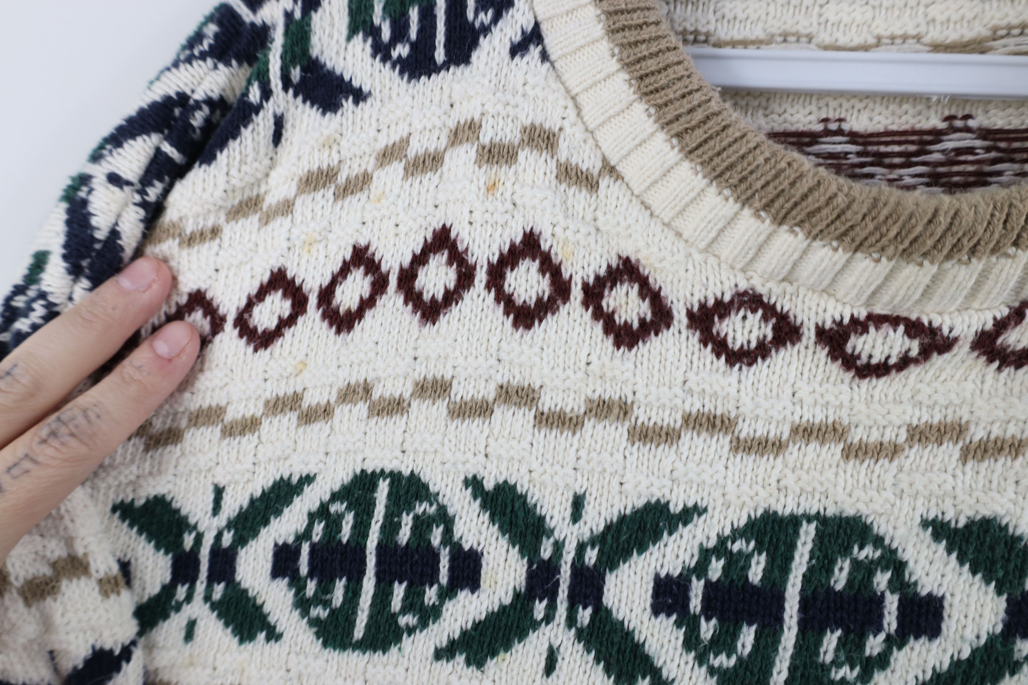 Vintage Vintage 90s Streetwear Cotton Knit Fair Isle Sweater USA Size US L / EU 52-54 / 3 - 4 Thumbnail