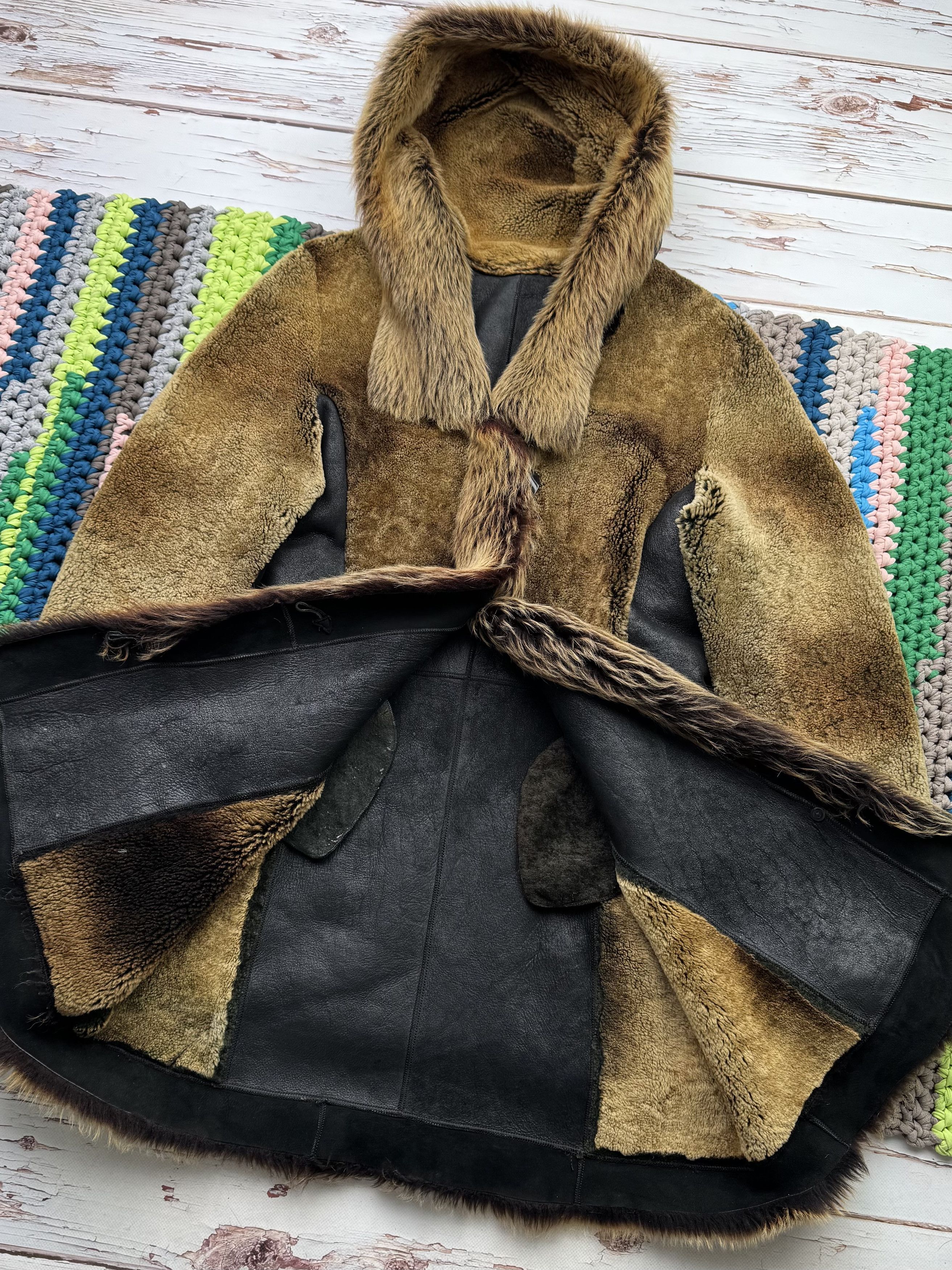 Japanese Brand Vintage Real Sheepskin Hooded Coat (ET1) Size L / US 10 / IT 46 - 7 Thumbnail