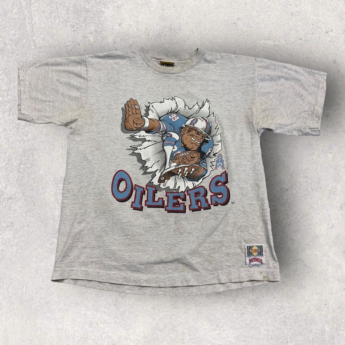 image of Nfl x Nutmeg Vintage Houston Oilers Tee in Grey, Men's (Size Large)