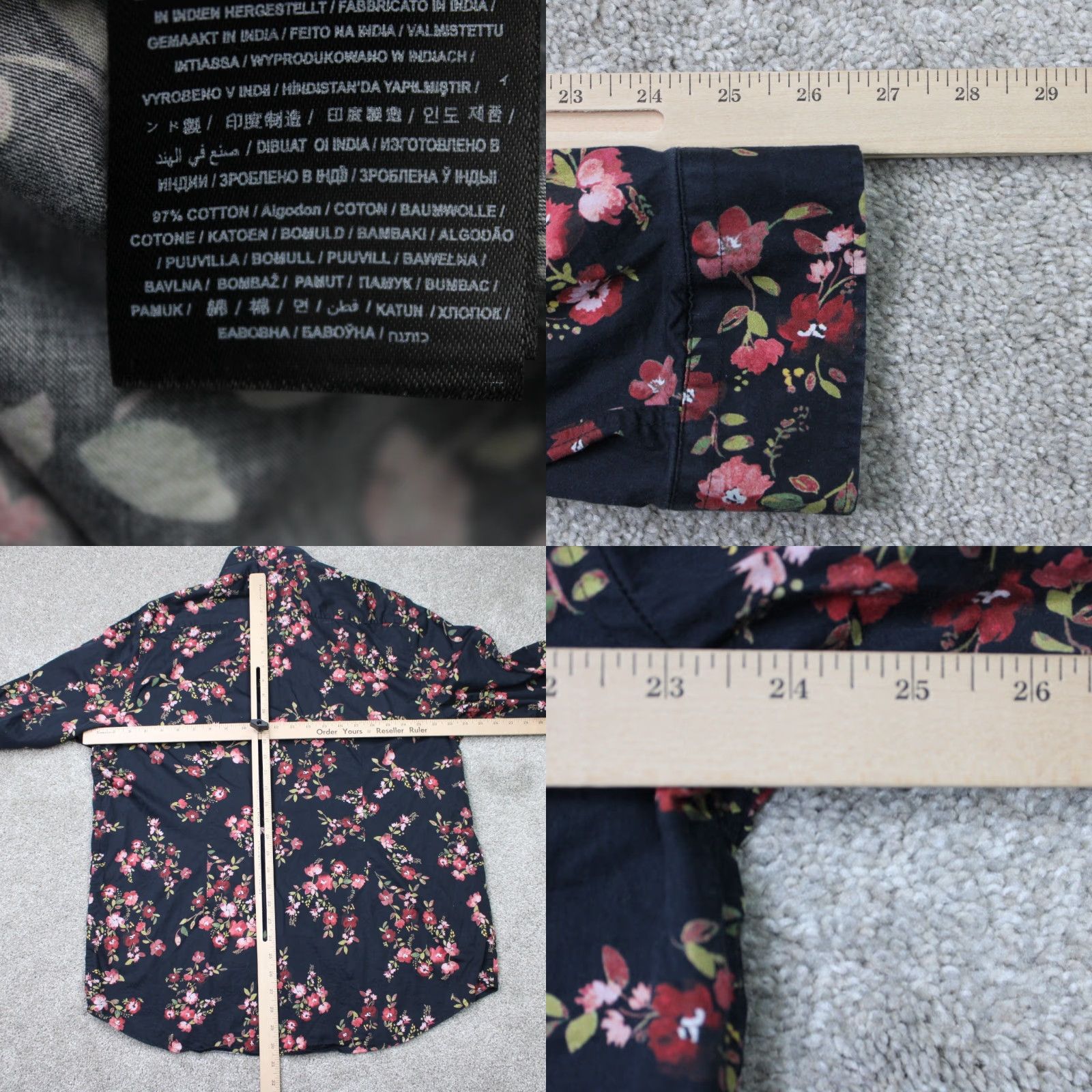 Guess GUESS Shirt Men 2XL Floral Black Red Long Sleeve Button-Up Modern Classic Storm Brand: GUESS Size US XXL / EU 58 / 5 - 8 Thumbnail