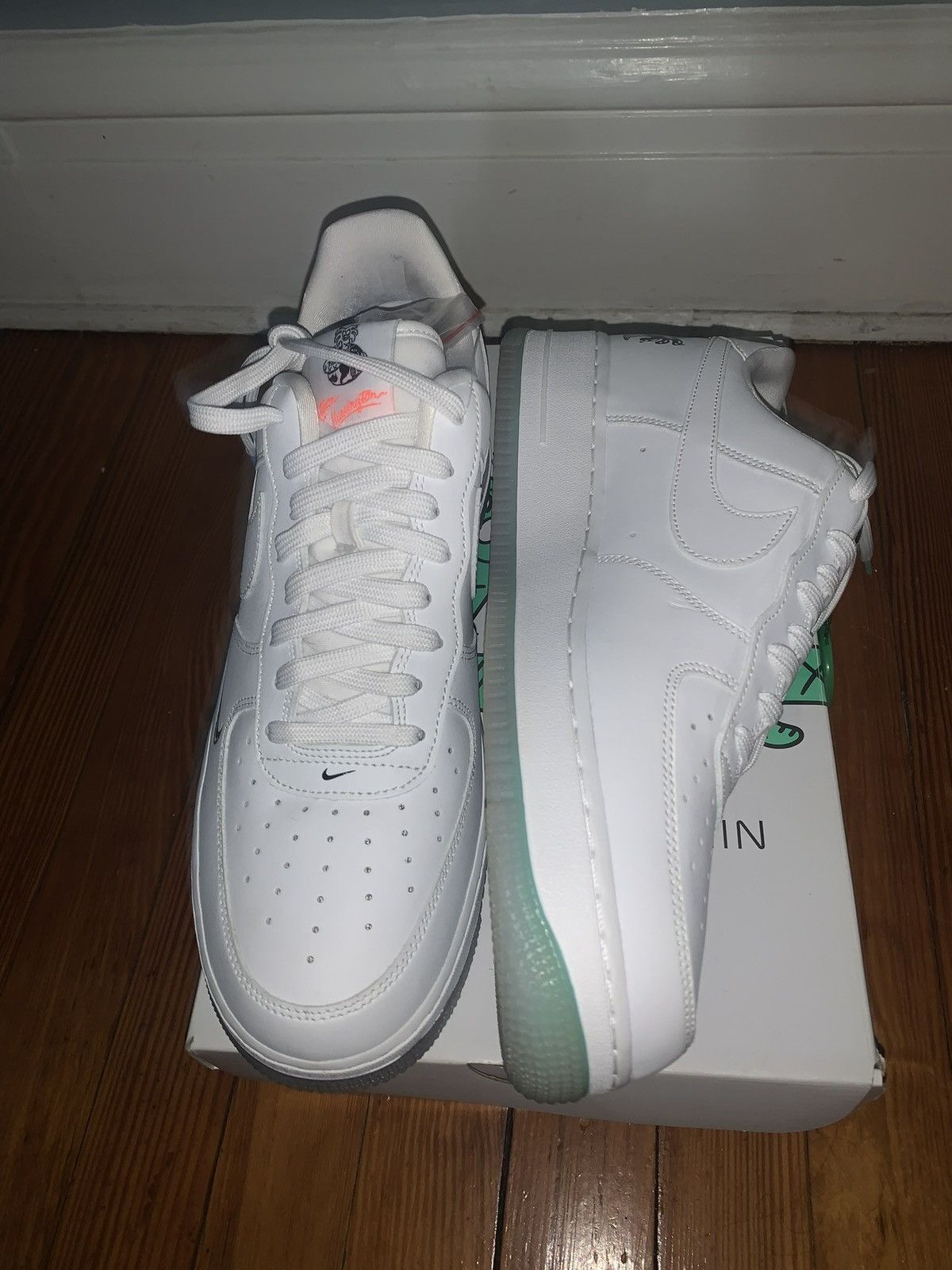 image of Nike Air Force 1 Flyleather Shoes in White, Men's (Size 12)