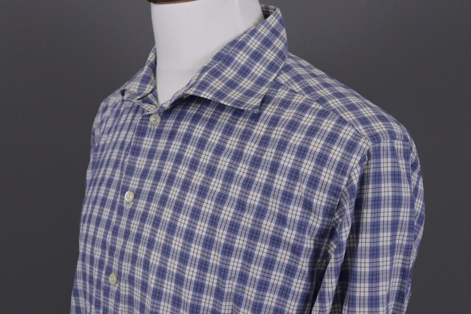 Eton Eton Contemporary Check Blue Shirt Size 45 17.75 XXL Size US M / EU 48-50 / 2 - 7 Thumbnail