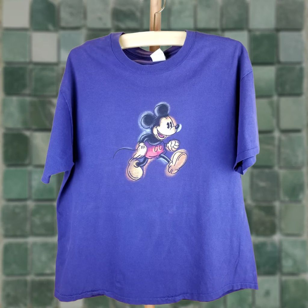 Disney VINTAGE 90' MICKEY MOUSE DISNEY SINGLE STITCH PURPLE COTTON T-SHIRT XLARGE Mens Size US XL / EU 56 / 4 - 1 Thumbnail