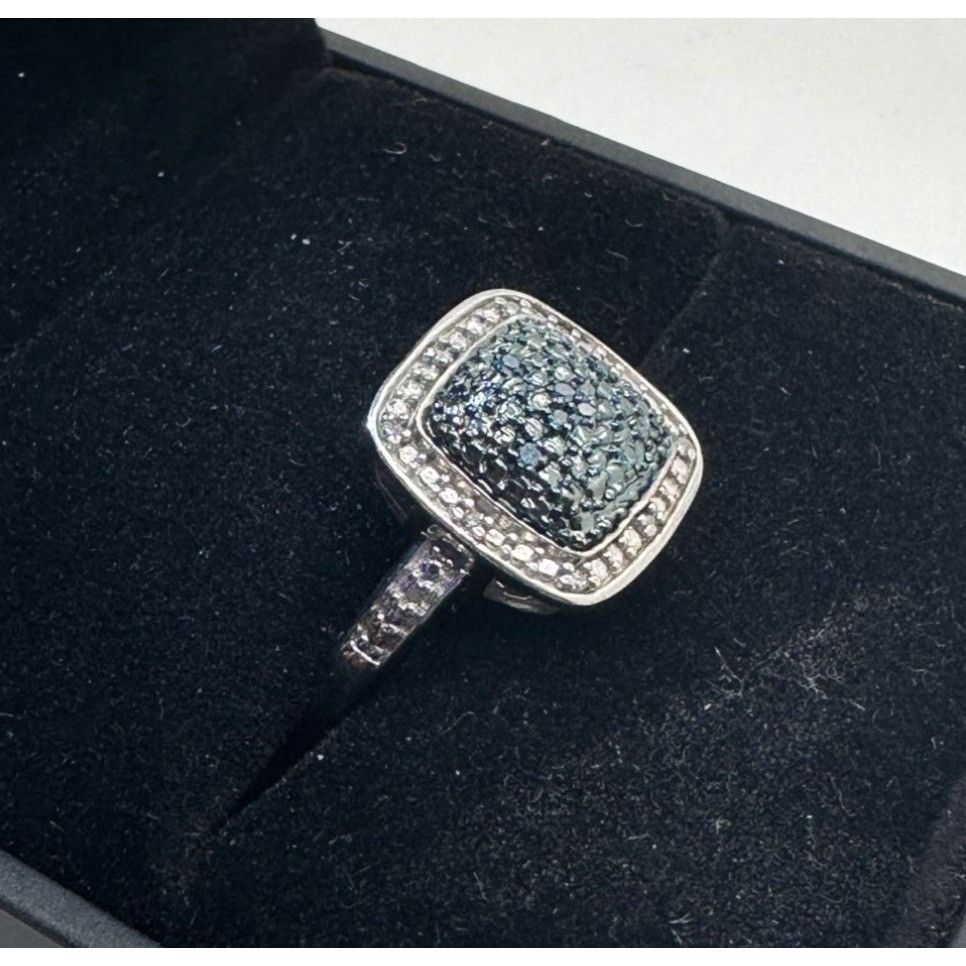 Other Genuine Cushion Cut Blue Diamond Ring Size 7 - Pretty with N Size ONE SIZE - 1 Thumbnail