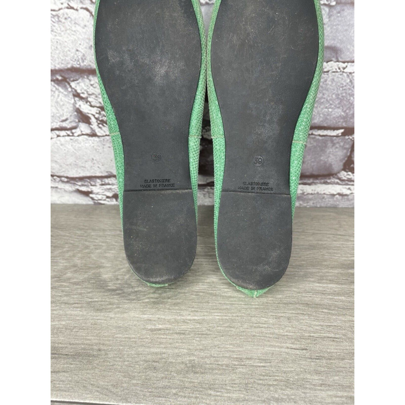 Other London Sole Green Leather Animal Print FRANCE Ballet Flats W Size US 8.5 / IT 38.5 - 8 Thumbnail