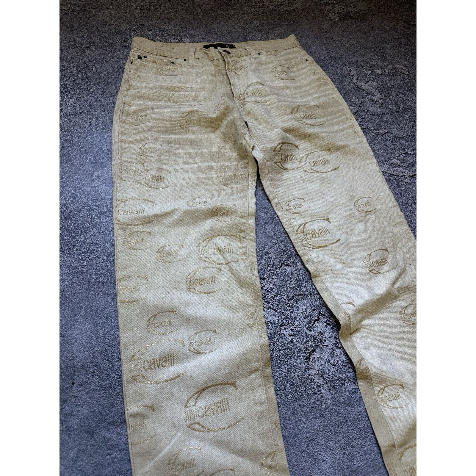 Just Cavalli Vintage Just Cavalli Monogram Mens Gold Jeans Pants Size 28 Size US 28 / EU 44 - 6 Thumbnail