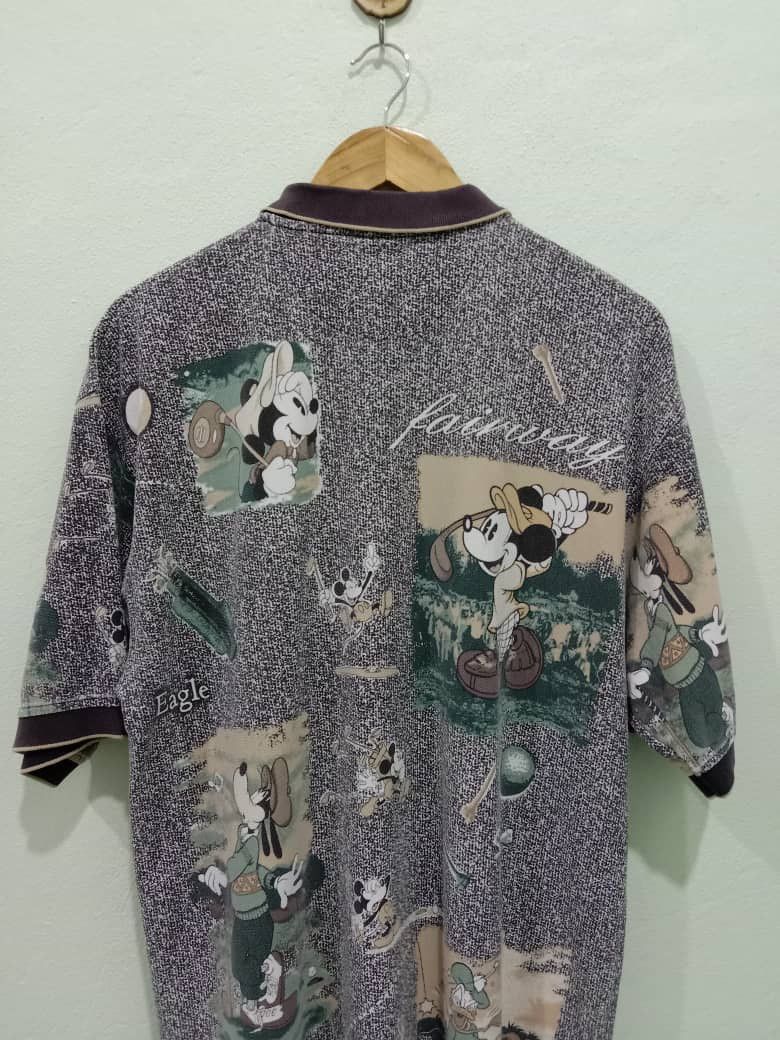 Cartoon Network × Vintage VINTAGE DISNEY MICKEY MOUSE OVERPRINT COLLAR TEES Size US XL / EU 56 / 4 - 10 Thumbnail
