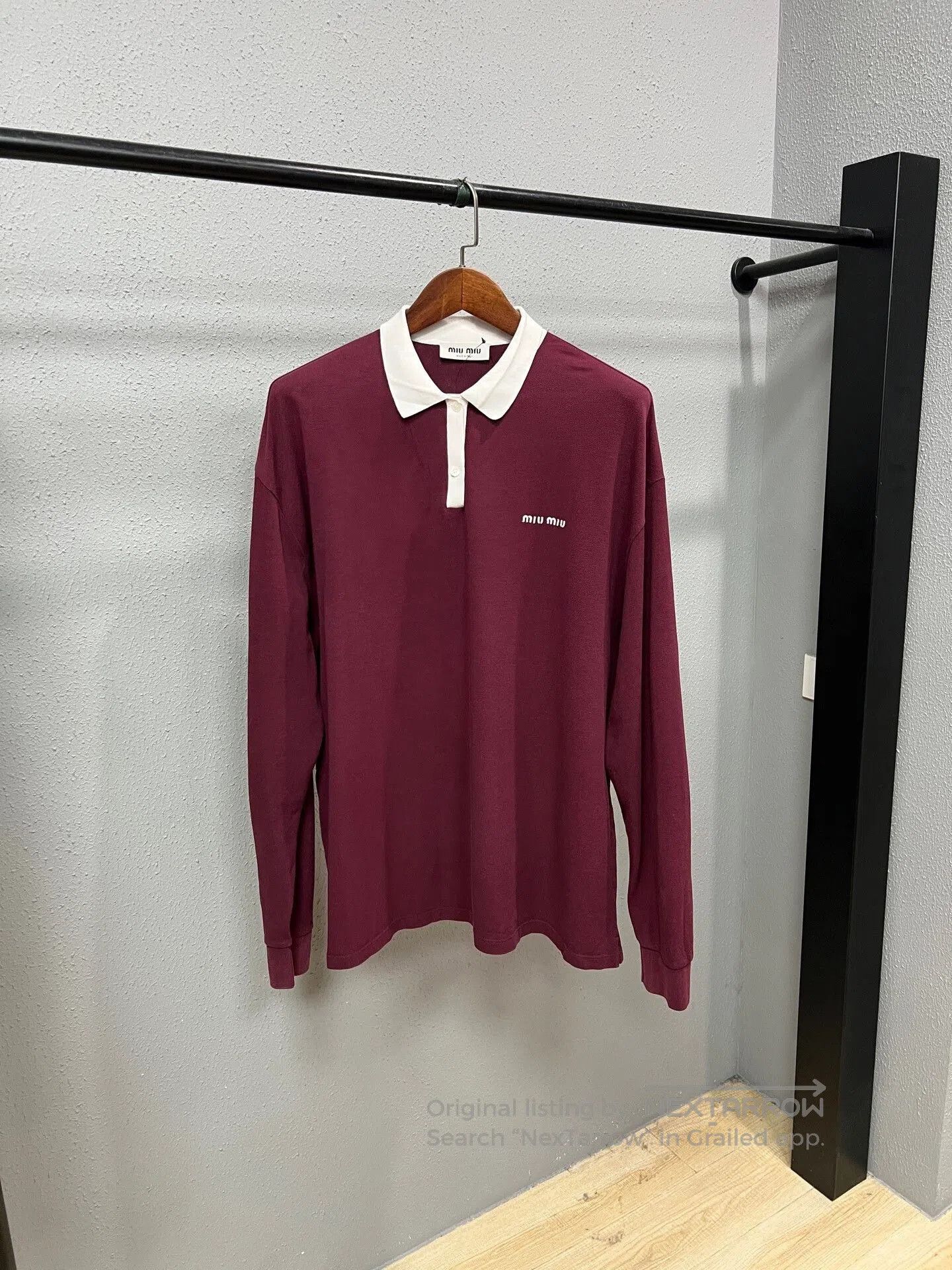 burgundy long sleeve polo from Miu Miu.
