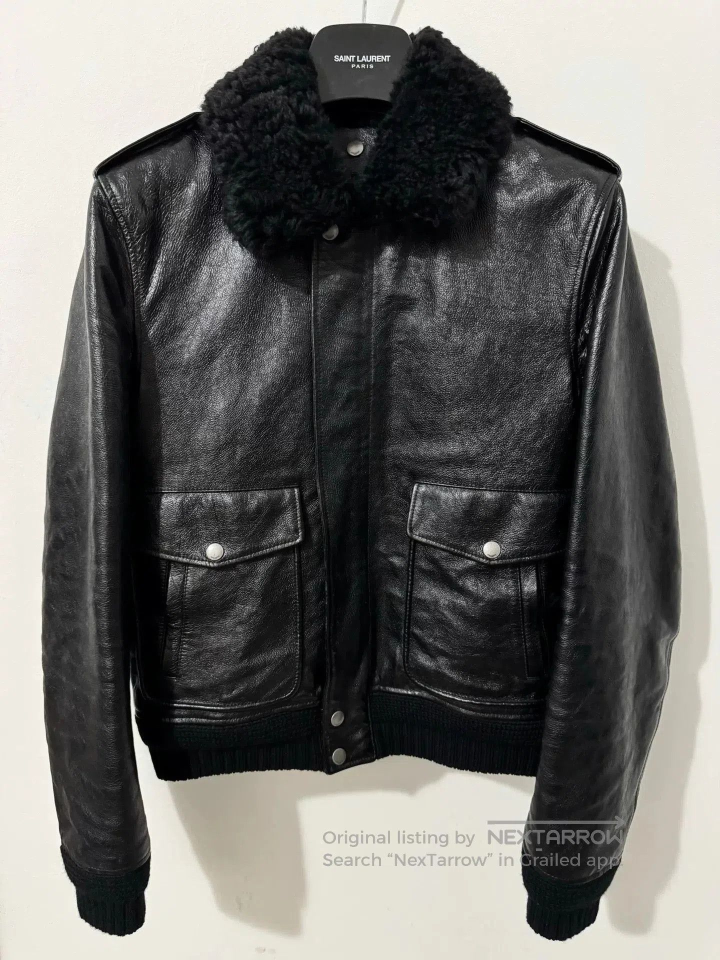 Saint Laurent Paris Saint Laurent Black Pilot Leather Jacket. Size US S / EU 44-46 / 1 - 1 Thumbnail