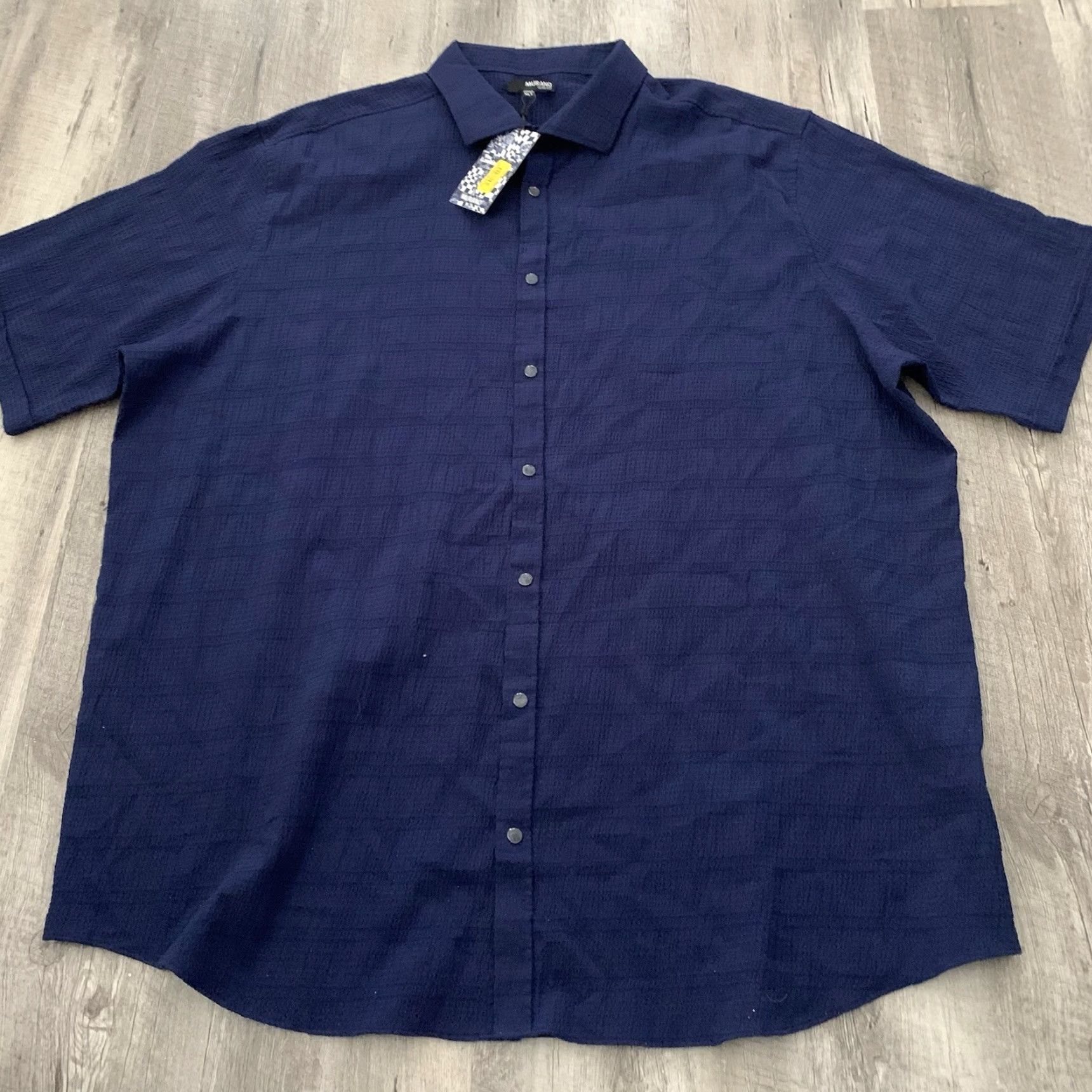 Murano Murano Shirt Mens XLT Tall Short Sleeve Snap Front Navy Blue Slim Fit NEW Shirt Men XLT Tall Blue Snap Front Button-Front Casual Size US XL / EU 56 / 4 - 3 Thumbnail